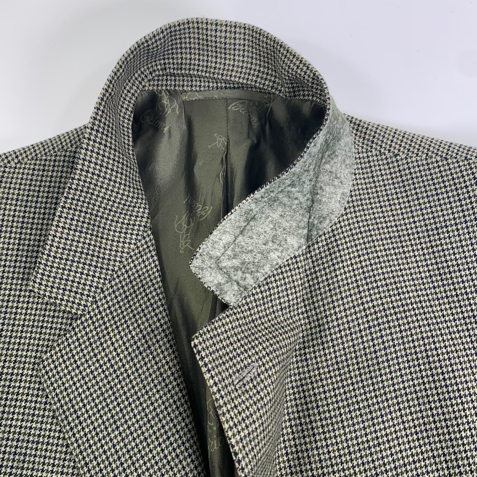 Brioni Traiano Houndstooth Blazer Jacket Mens 58/48R 90% Wool 10% Cashmere Italy