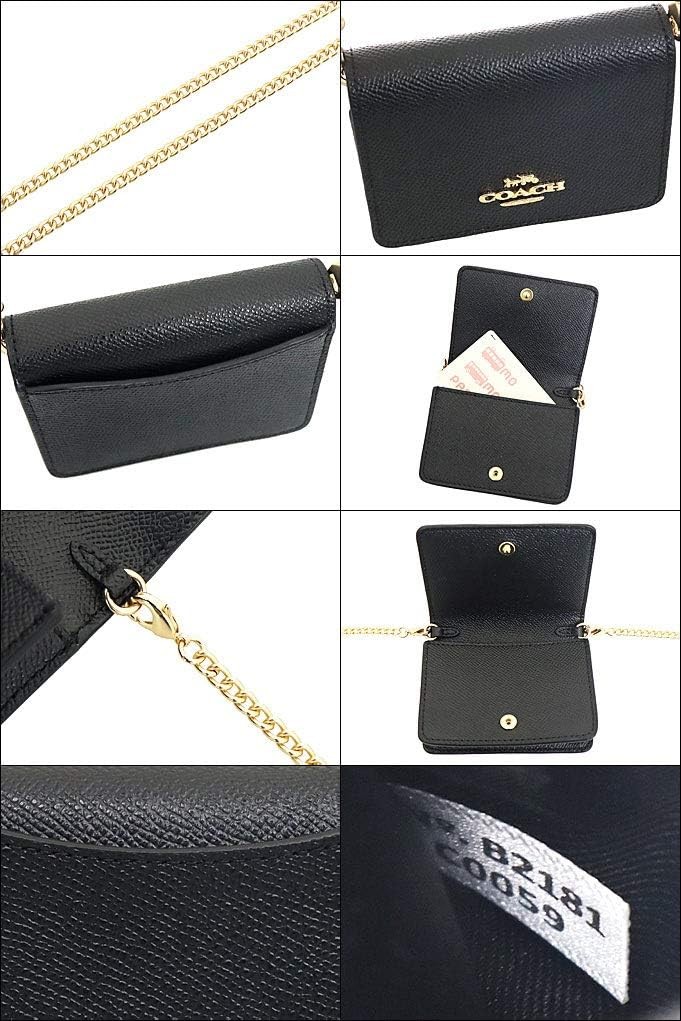 Coach FC0059 C0059 Black Crossgrain Leather Chain Mini Wallet Shoulder Bag