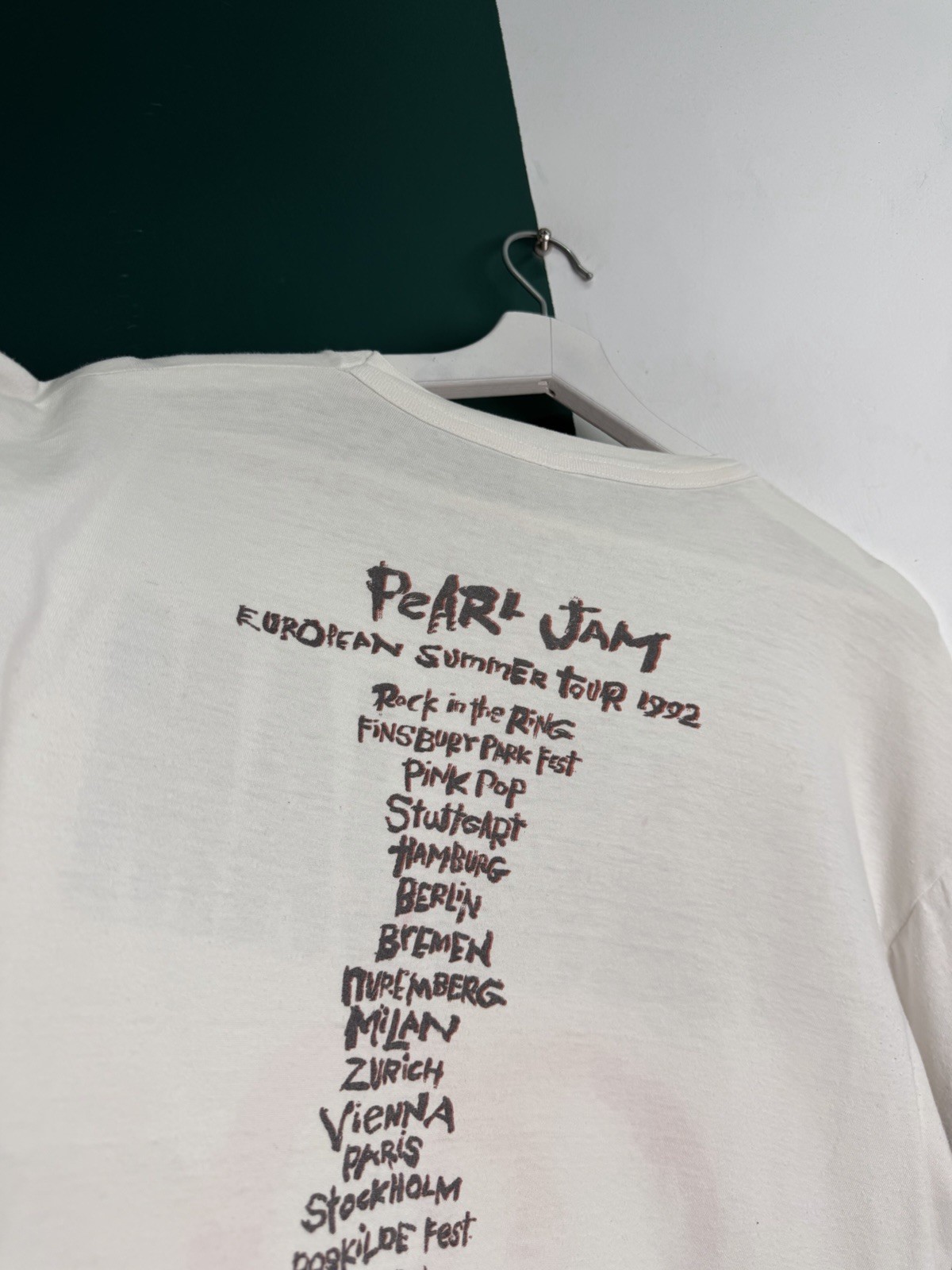 Pearl Jam Don’t Give Up 1992 European Summer Tour White Graphic Band T Shirt XL