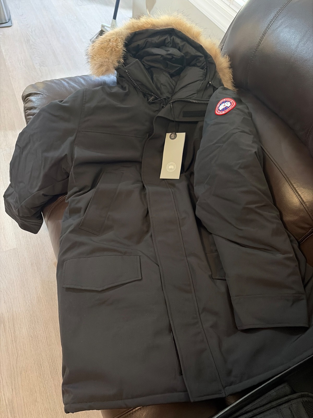 Canada Goose Men’s Black Long Parka Hooded Fur Trim Down Jacket Size 2XL