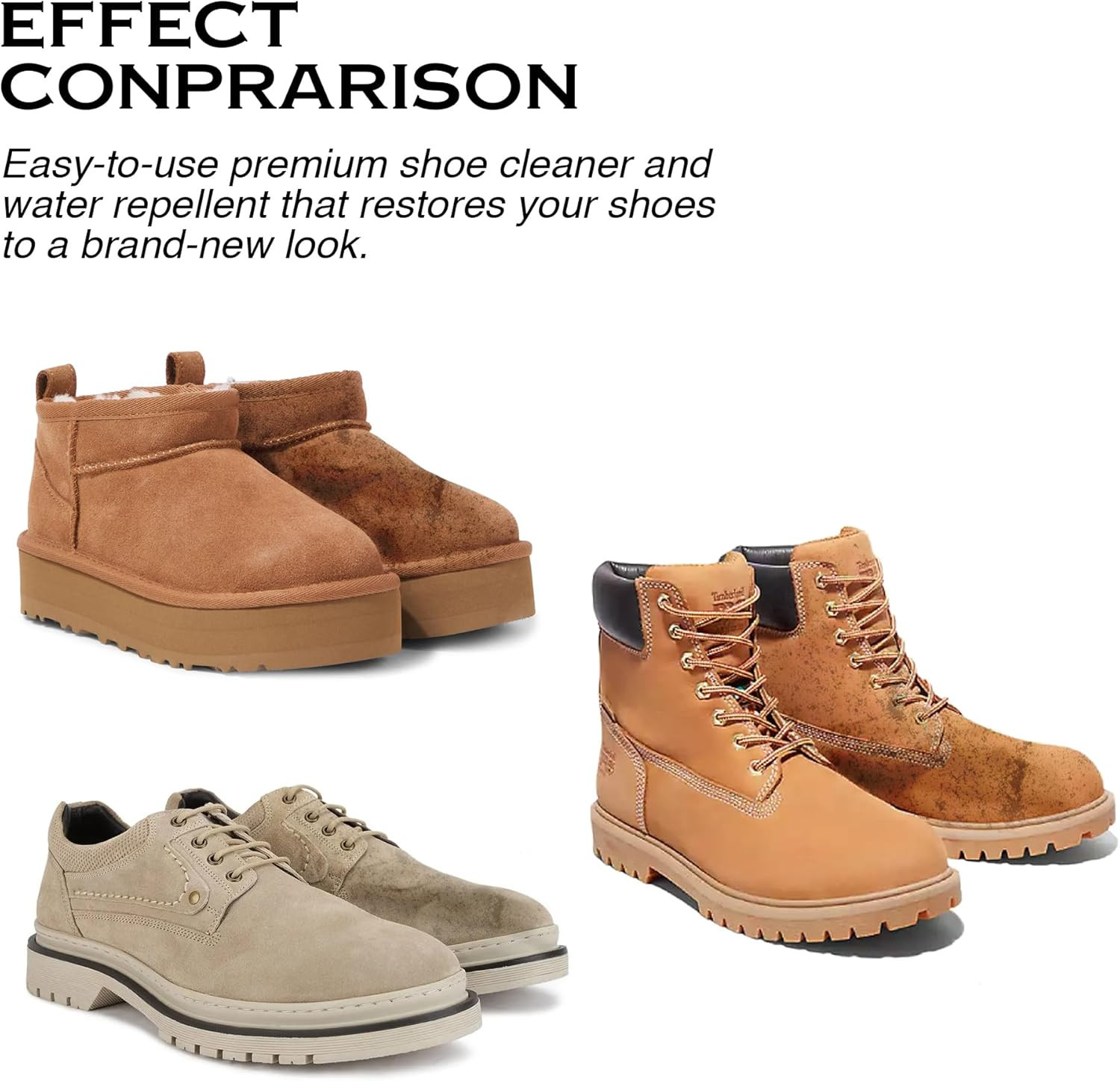Suede Shoe Cleaner Nubuck Shoe Cleaner and Water Repellent with 4-Side Suede Bru