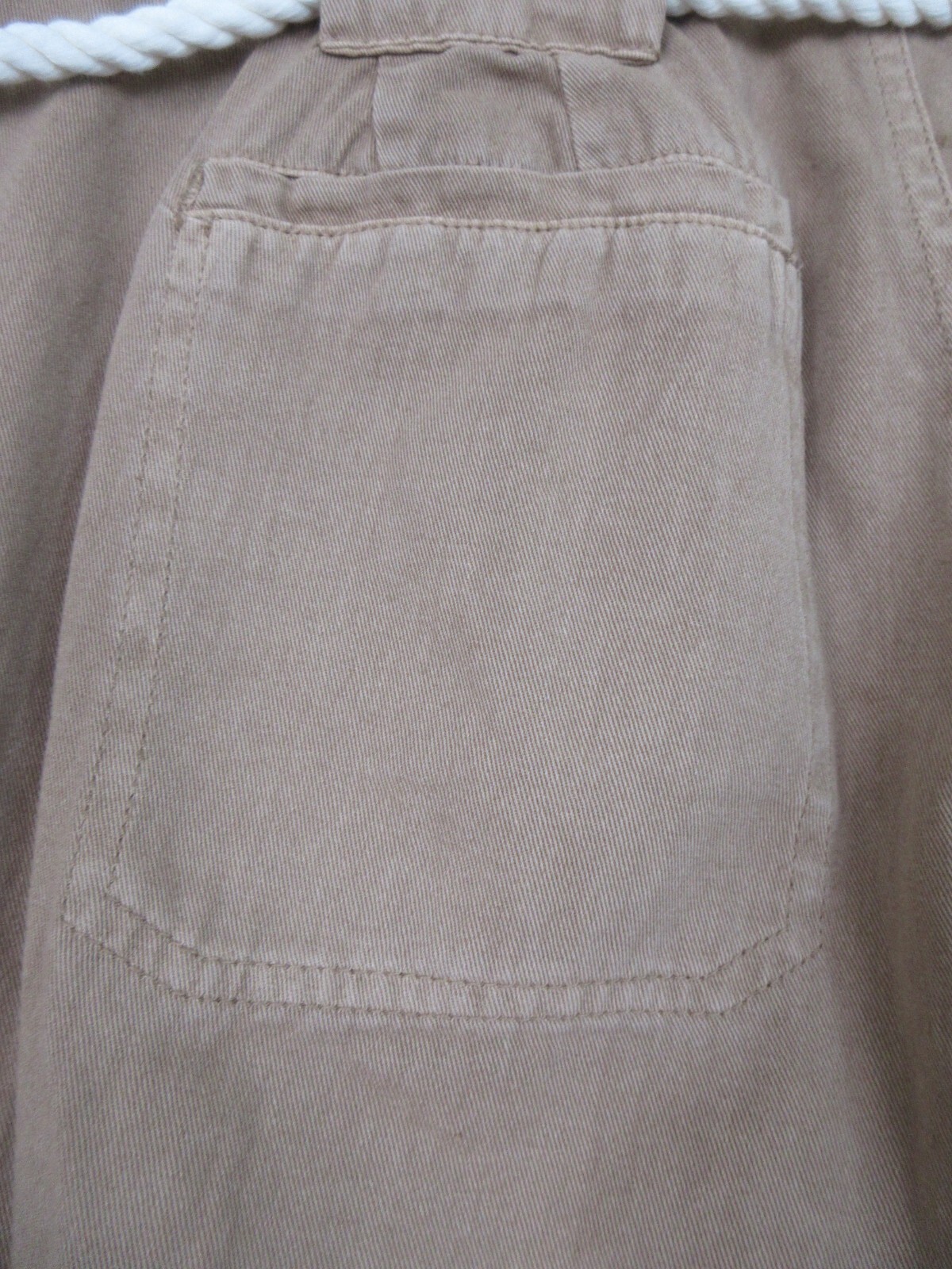 Blank NYC Pants Womens L Tan Paperbag Waist Rope Belt Coastal Beachy Boho Casual