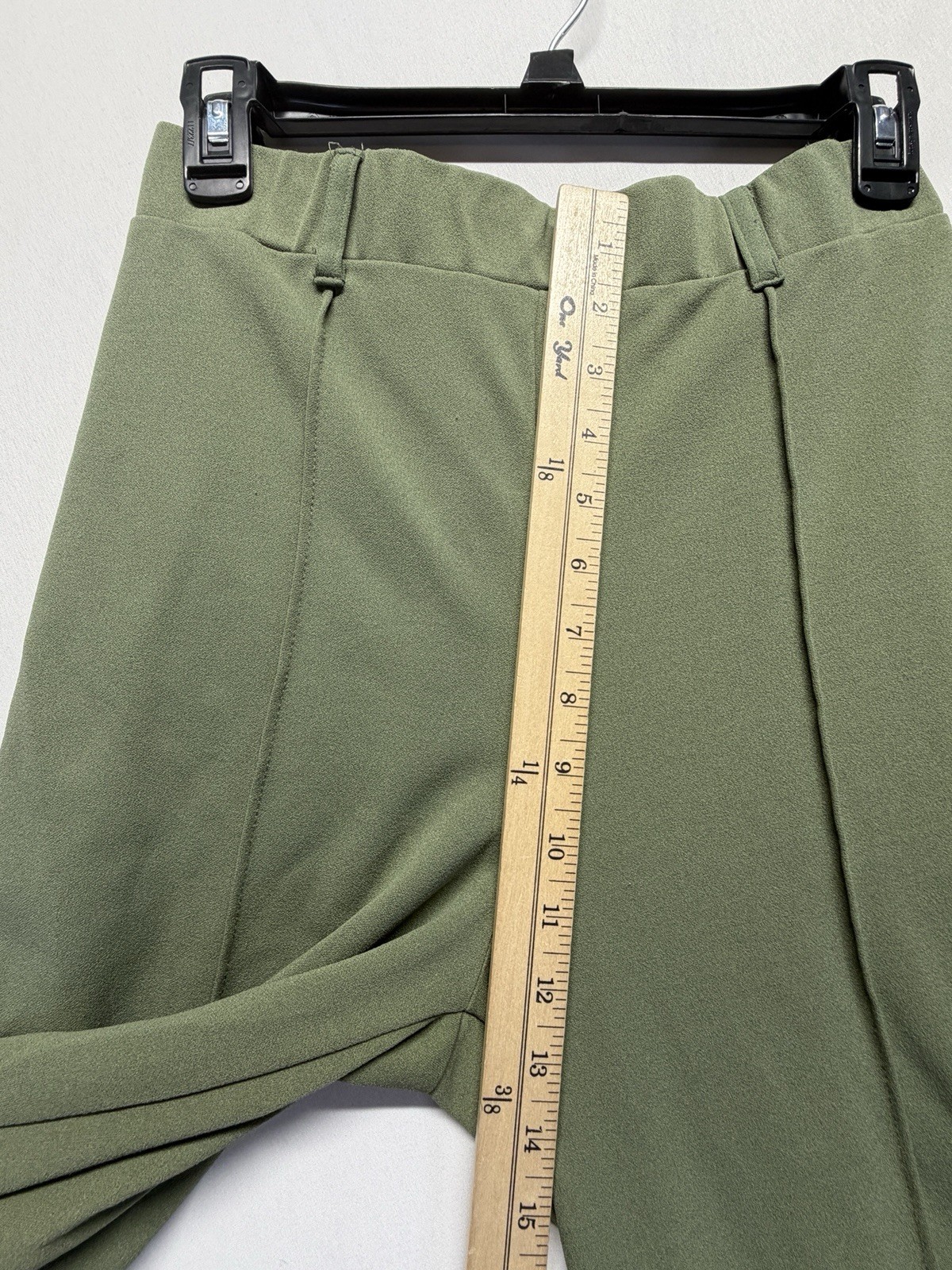 Ambiance Womens Size M Olive Green Wide Leg Pull On Pants Stretch Casual