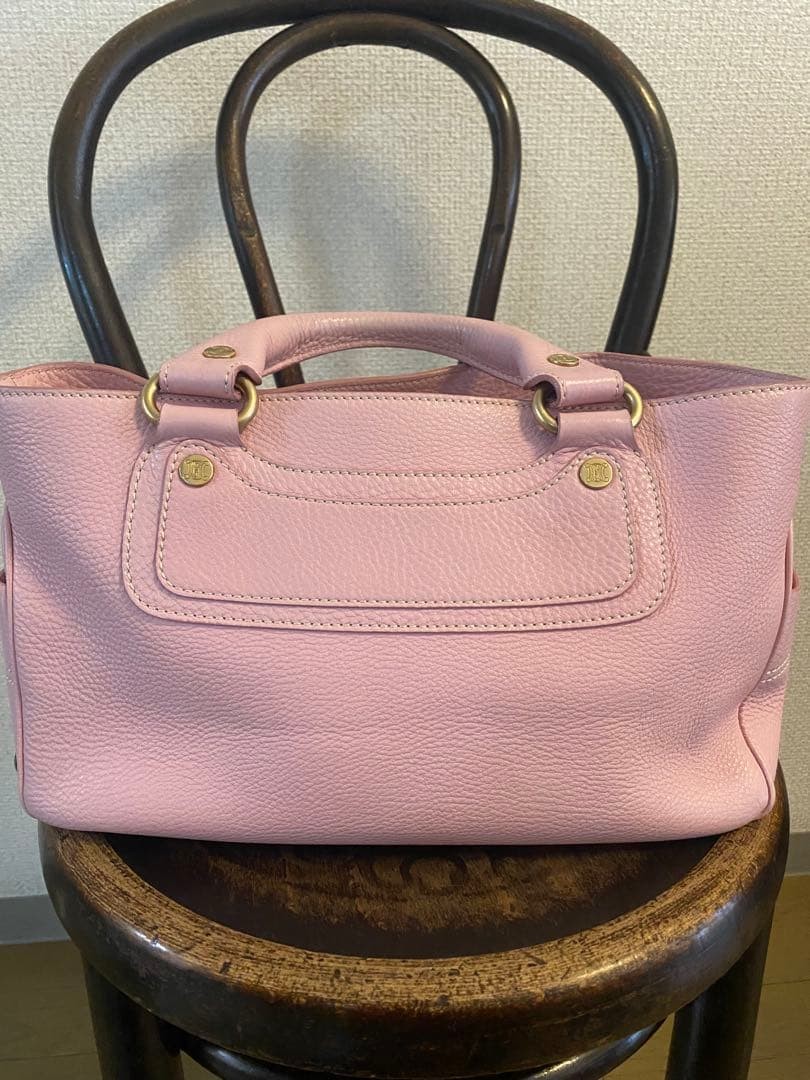 CELINE Boogie Bag Leather Pink Spacious Authentic From Japan