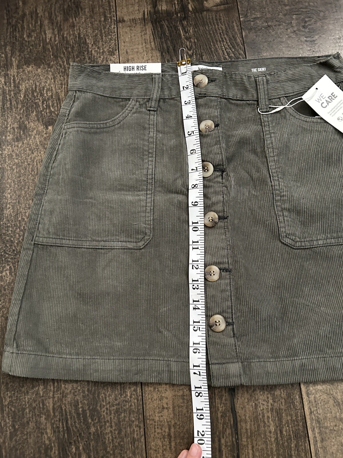 Kensie Womens Cotton Corduroy High-Waist Mini A-Line Skirts Green Size 8/29
