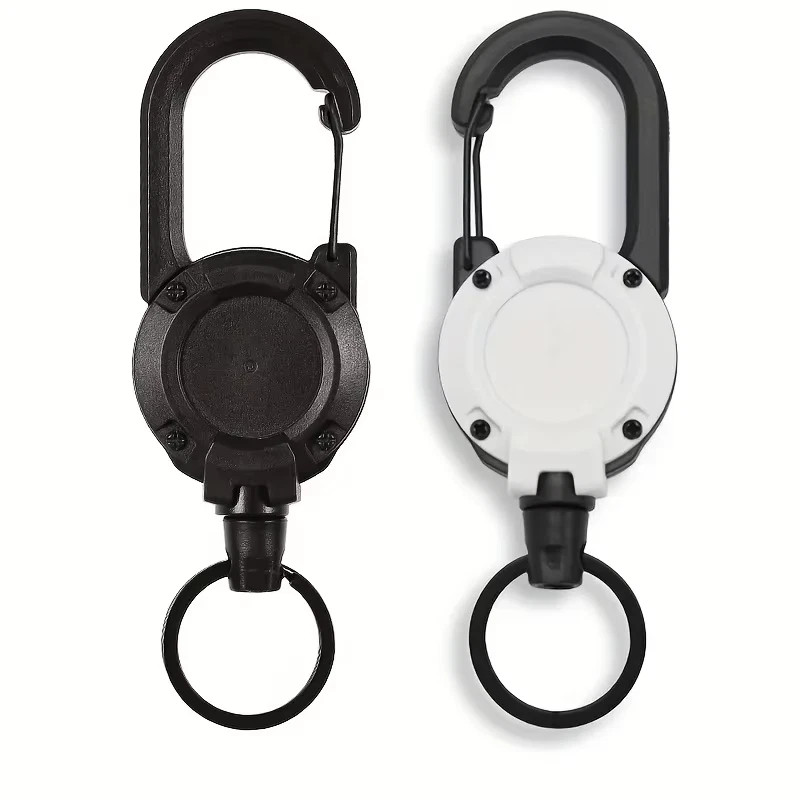 1/2/4Pcs Retractable Heavy Duty Carabiner Reel Keychain Steel Wire Badge Holder