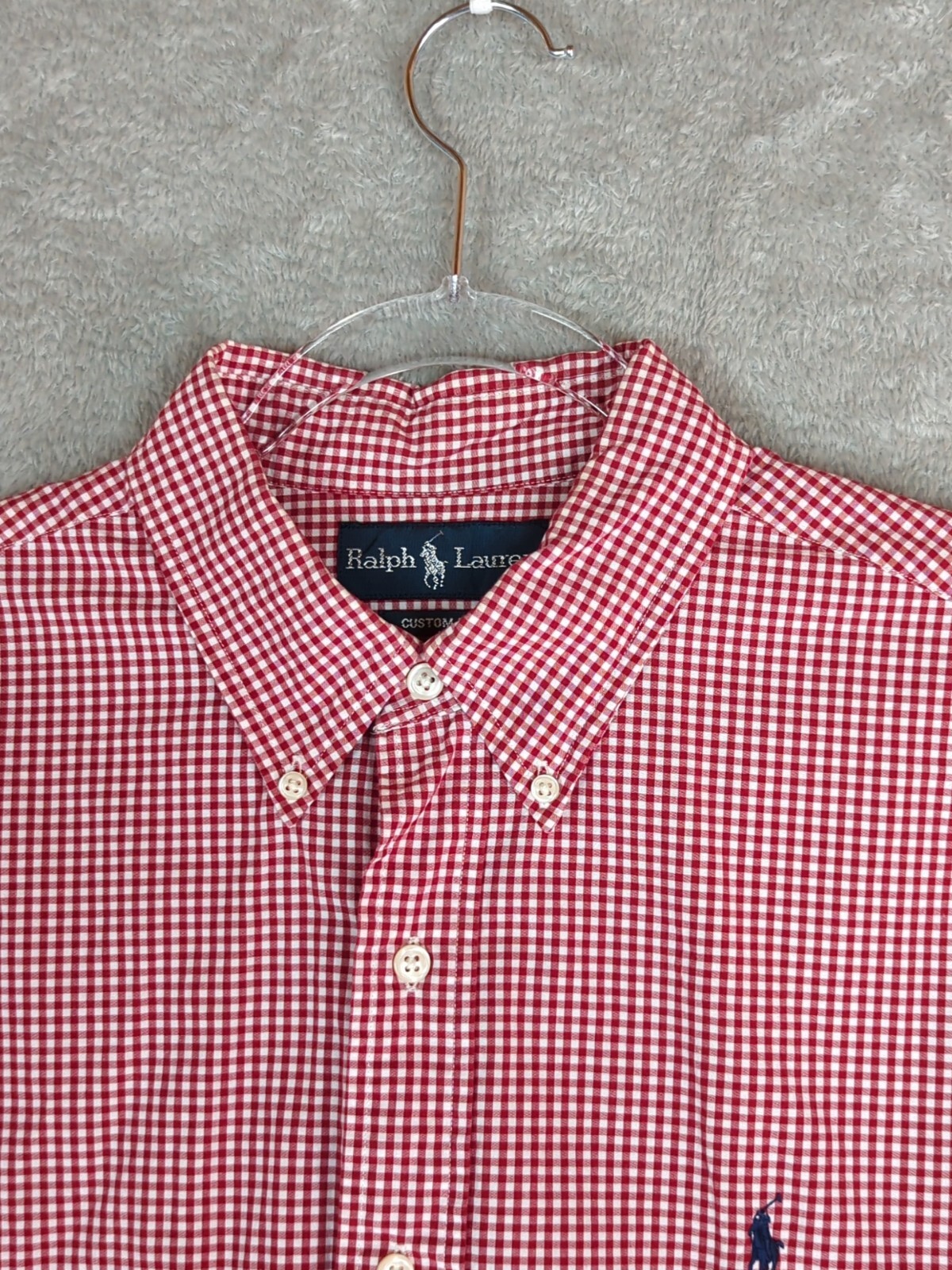 Ralph Lauren red Gingham Shirt Long Sleeve Size L Custom Fit