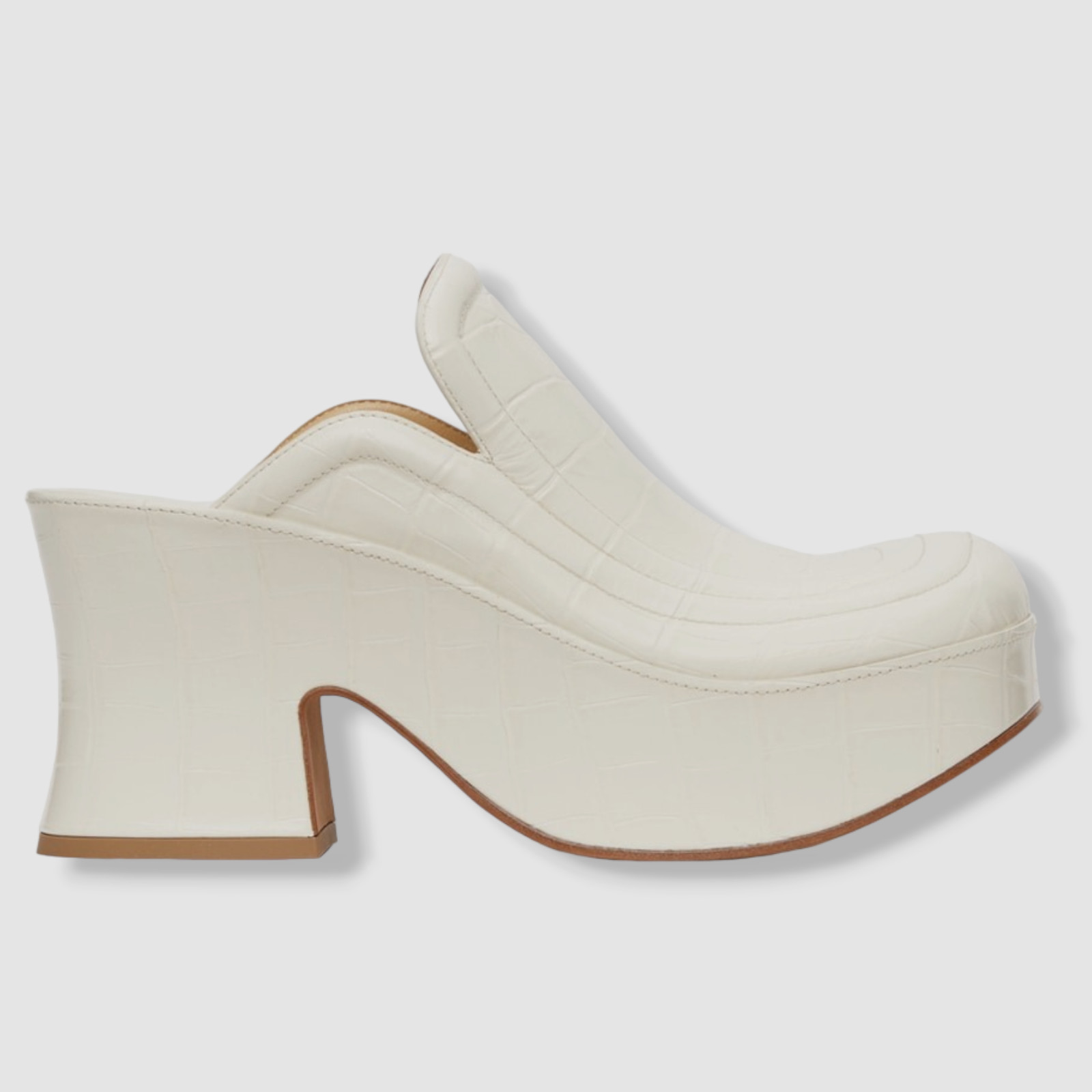 $1150 Bottega Veneta Women’s White Croc Wedge Heel Sandal Shoes Size EU 37/US 7