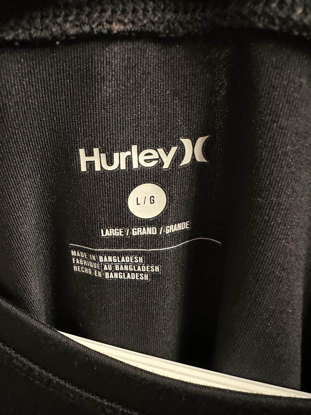 Hurley Black Short Sleeve Surf T-Shirt Logo Front Crew Neck Rashguard Mens L