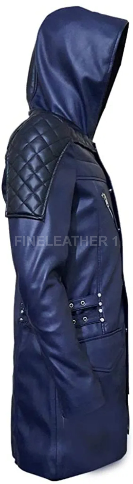 DMC 5 Ner-o Devil May Cry Costume Blue Leather Trench Coat Jacket
