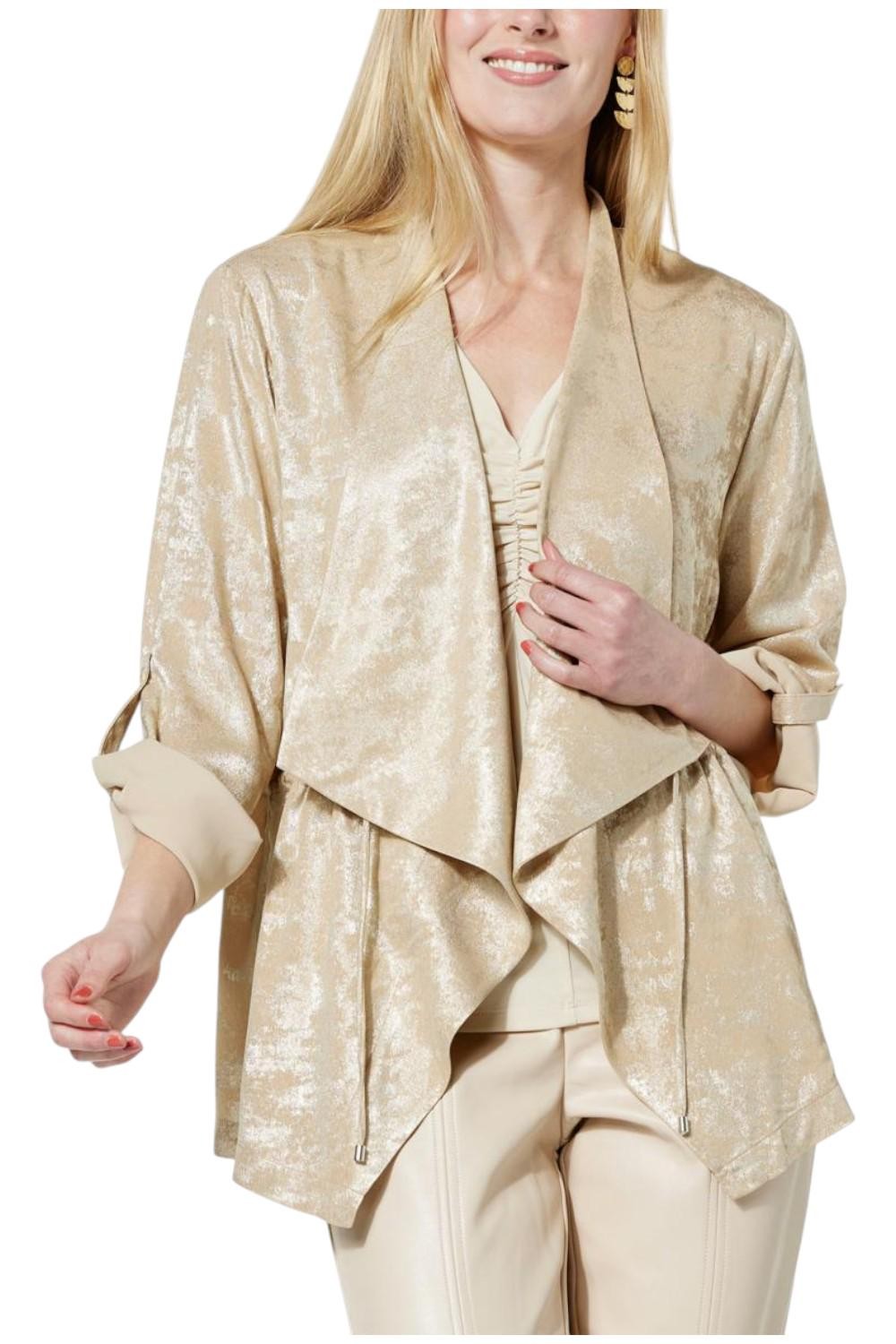 Colleen Lopez Women’s Woven Cascade Front Jacket Champagne