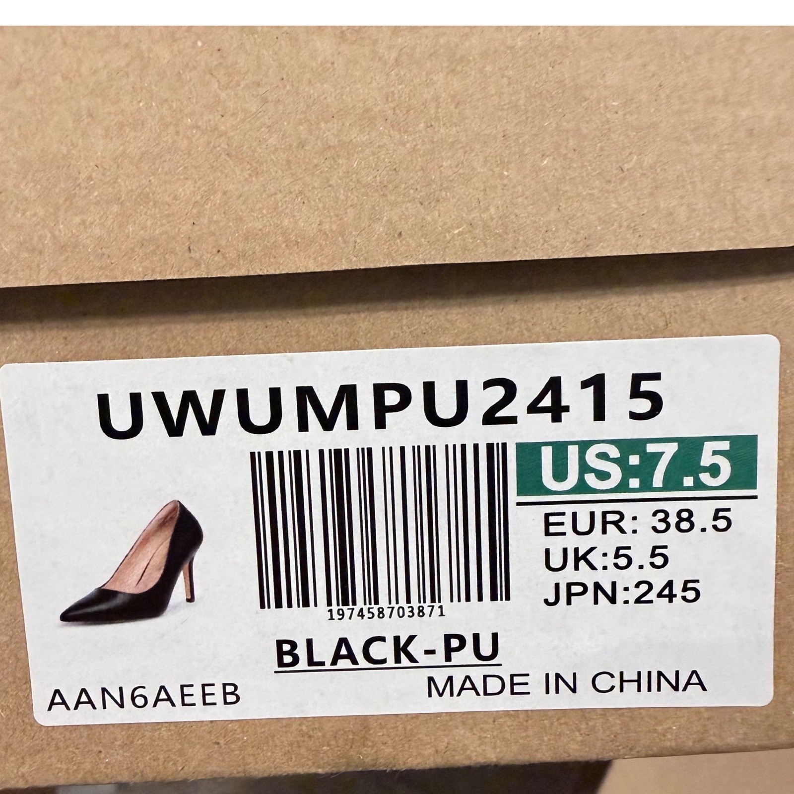 Burudani Womens Pointed Toe Pumps Black Faux Leather Stiletto Heels Sz 7.5 New