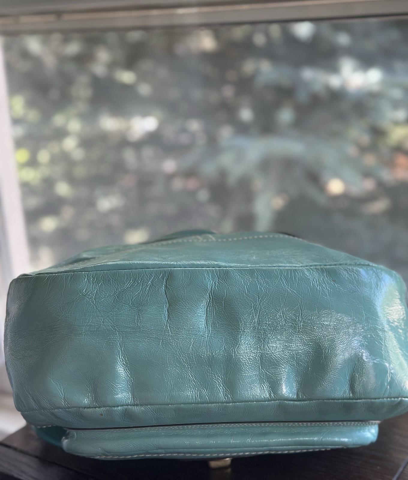 🦋Vintage COACH Ali Turquoise Legacy Patent Leather Turnlock Shoulder Bag f13370