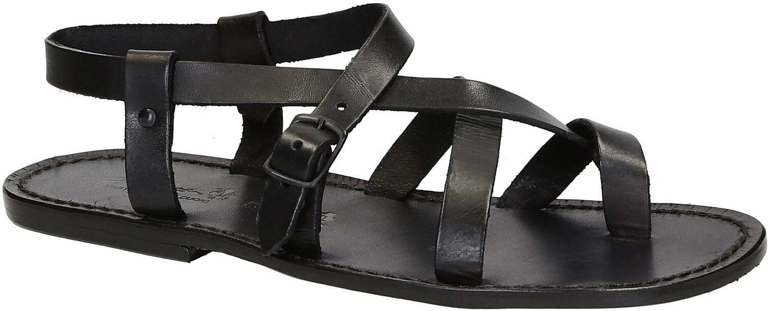 Gladiator sandals for men in black genuine calf leather Handmade in Italy