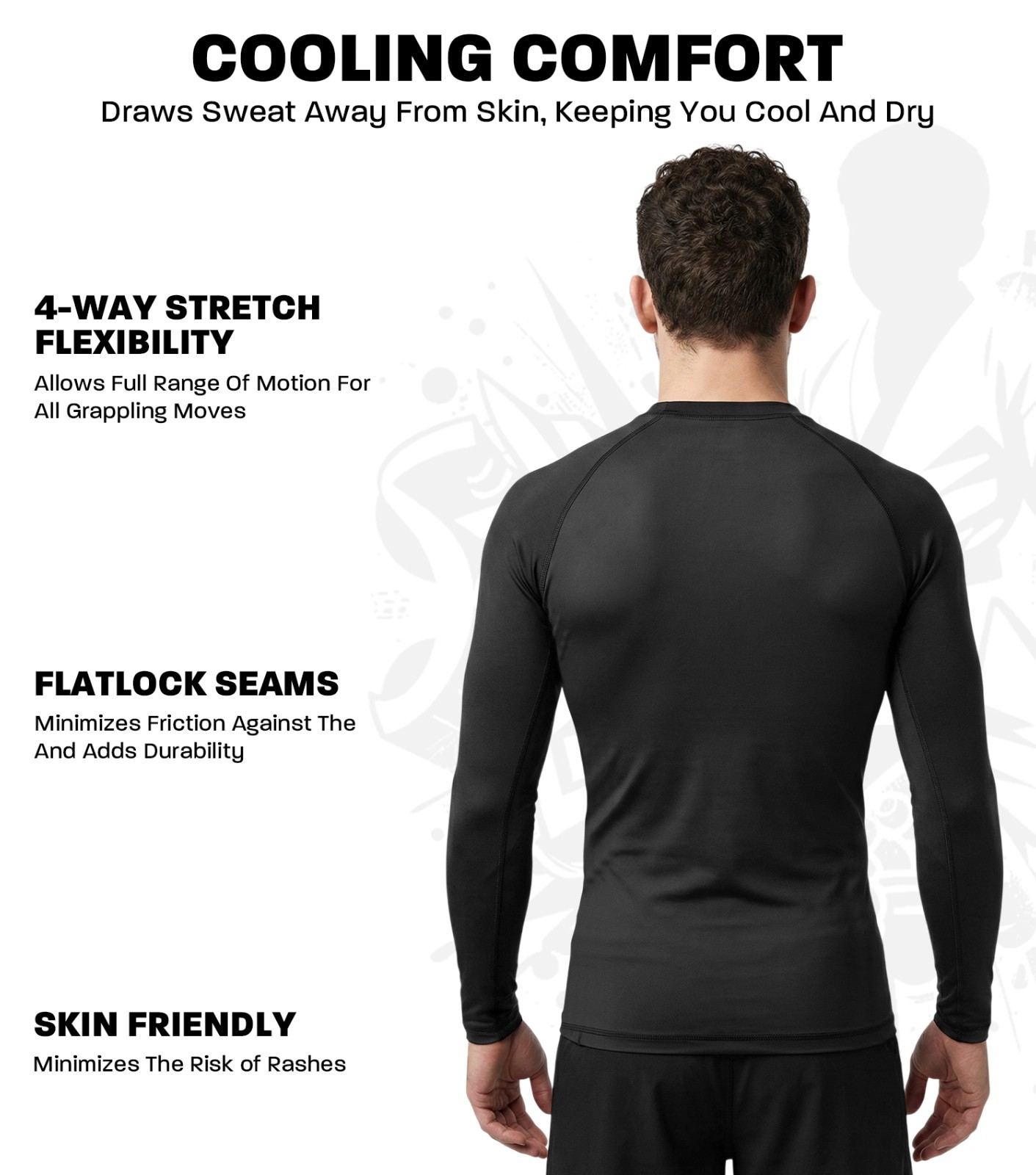 Exxact Sports Mens BJJ Rash Guard Jiu Jitsu Full Sleeve, Ranked Compression