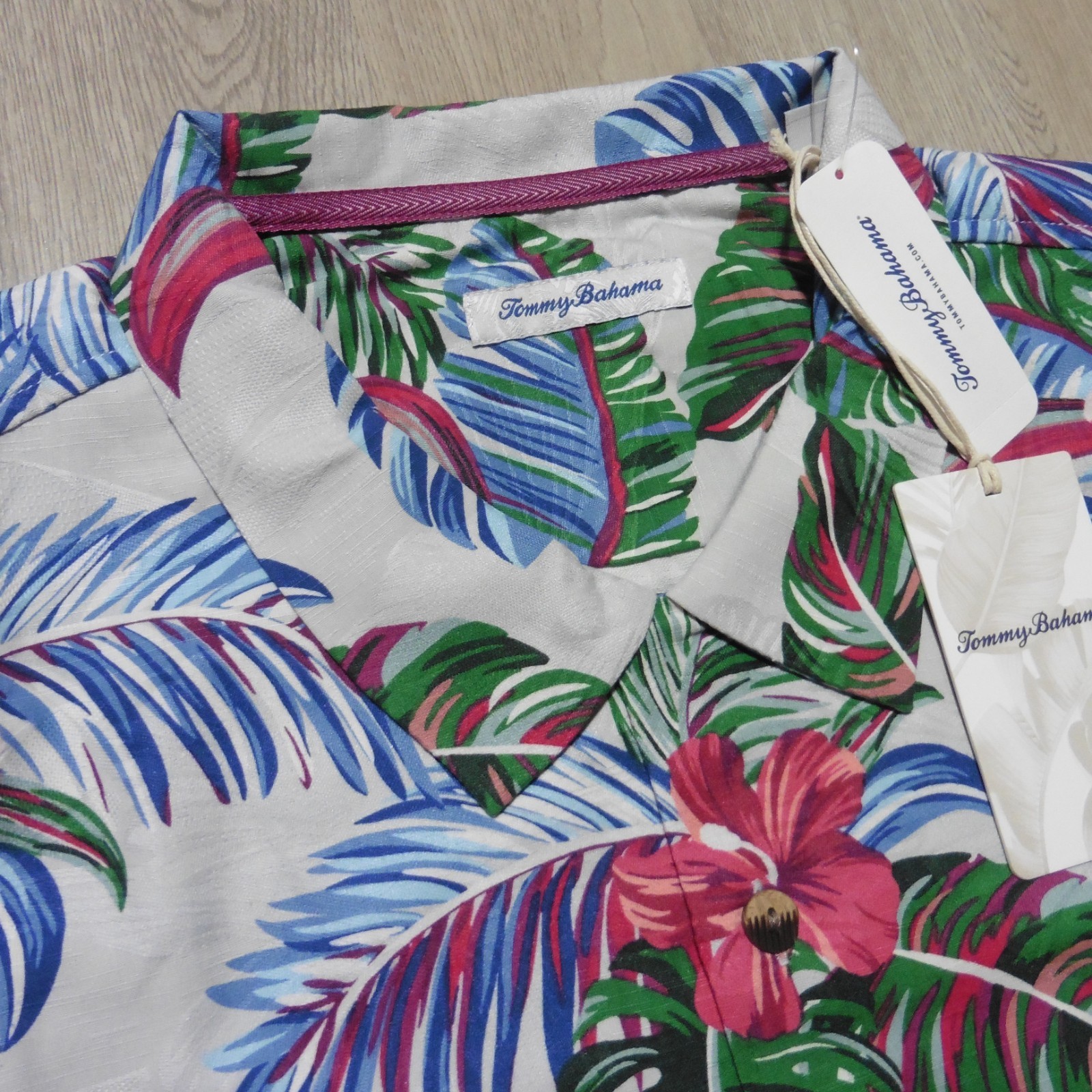 TOMMY BAHAMA Mens 3XLT 3XL TALL HAWAIIAN SHIRT FROND FUSION BREEZE SILK COOLMAX