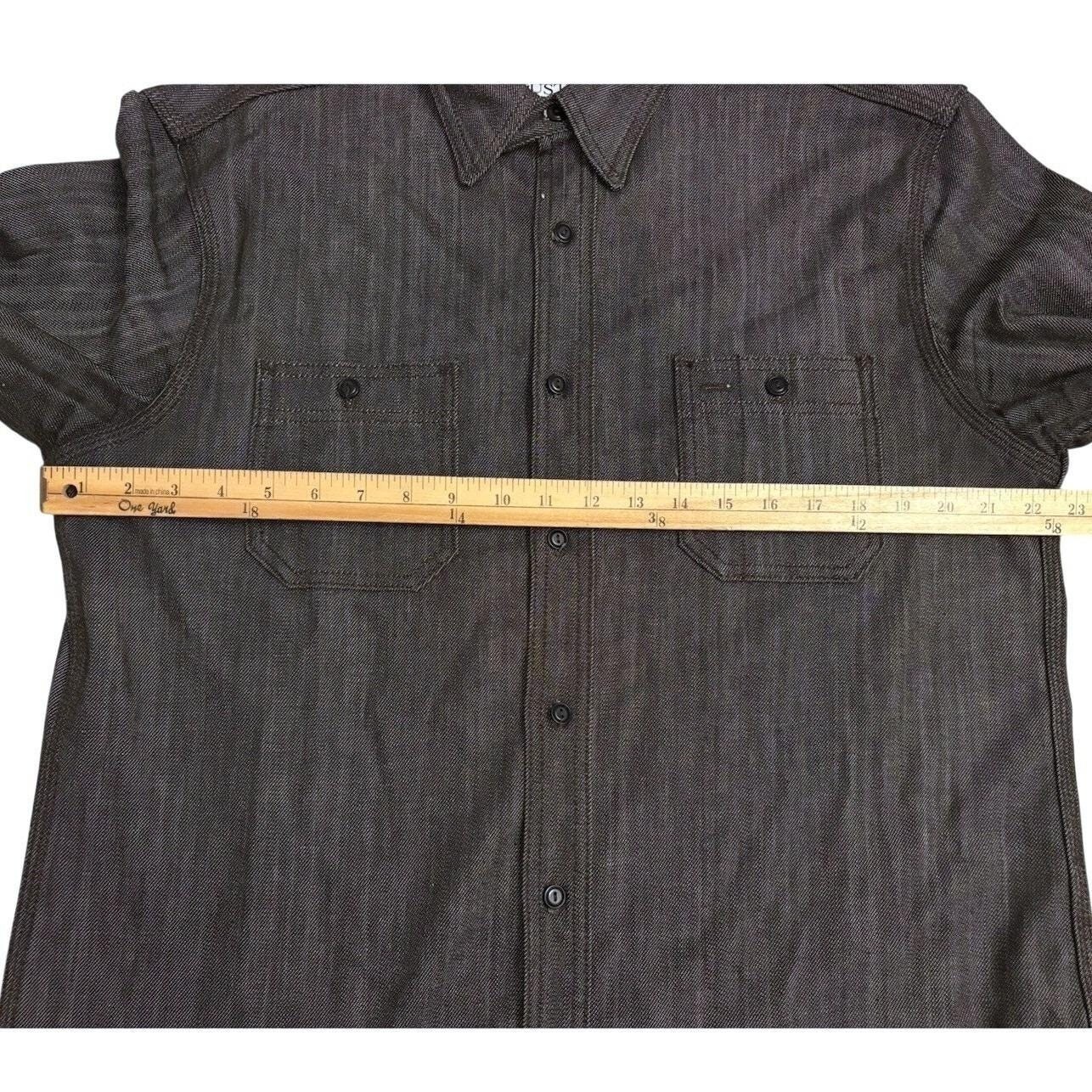 Gustin Denim Chambray Workshirt Men 2XL Dark Oak Gray Cotton Italy Made in USA