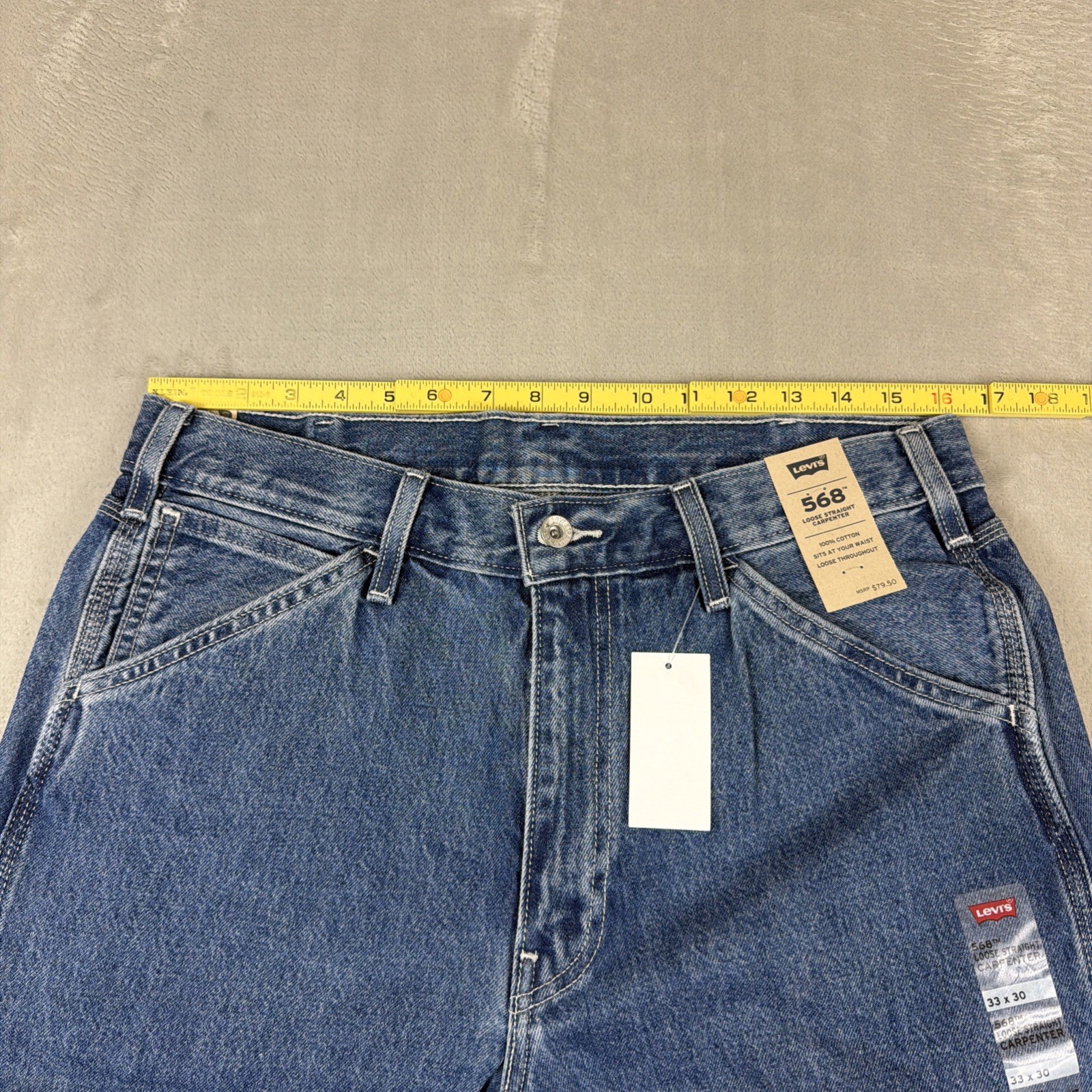 Levi’s 568 Workwear Jeans Men’s Size 33×30 Blue Demin Loose Straight Carpenter