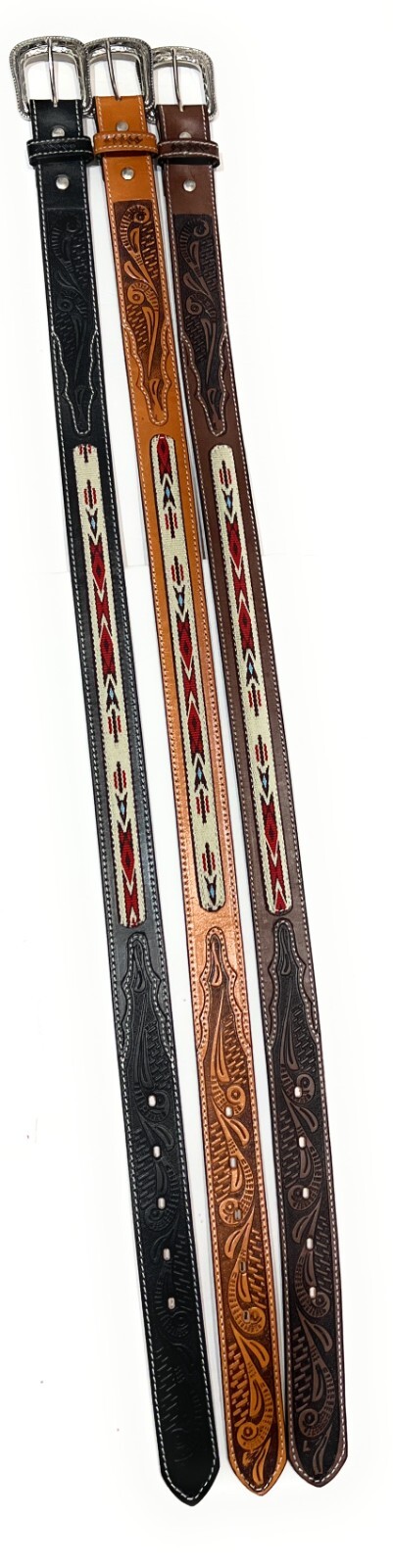 MEN’S HEAVY DUTY WESTERN LEATHER BELT. SOUTHWESTERN STYLE COWBOY RODEO BELT