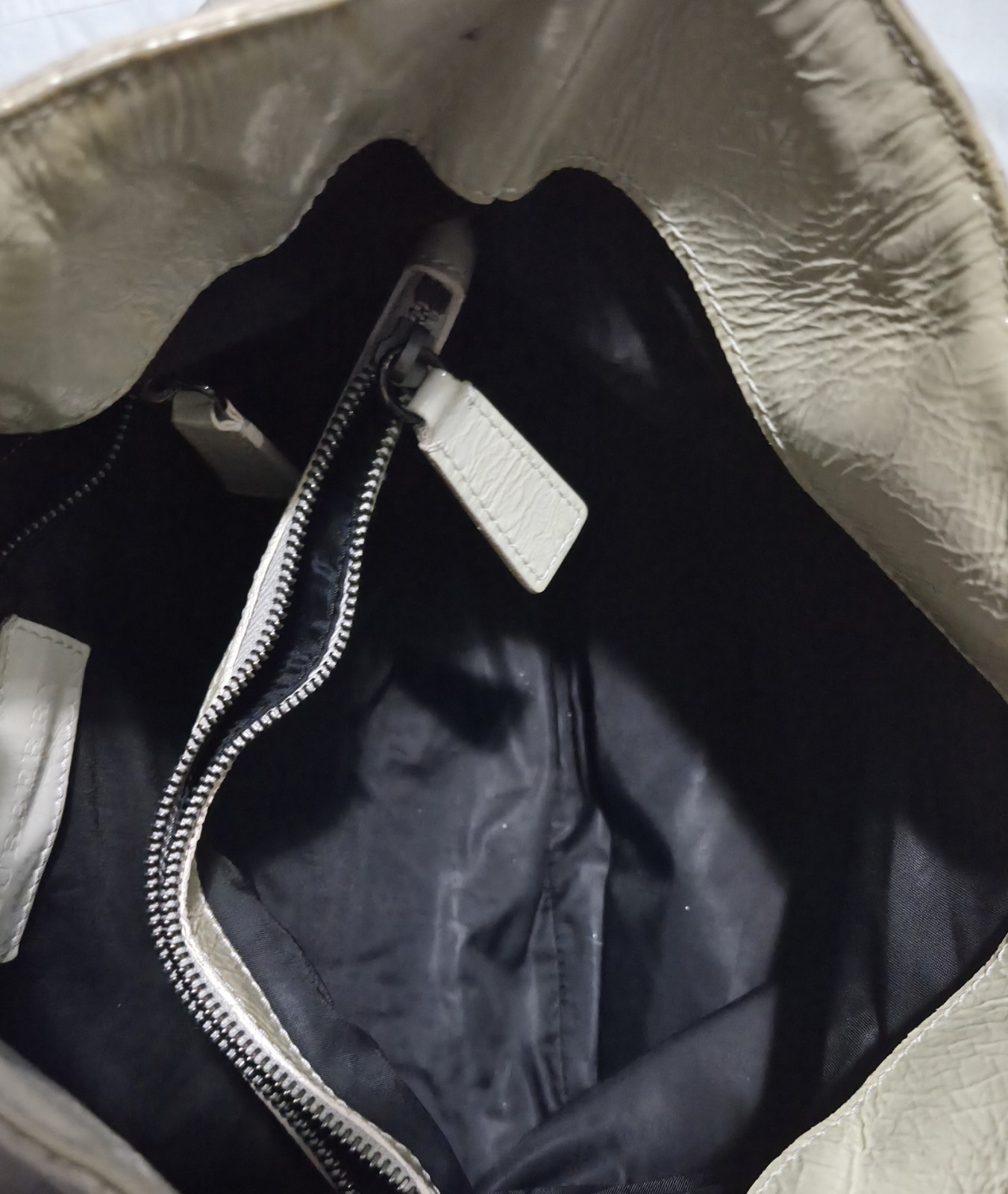 Burberry Checked Gray Nylon & Trimmed Smoke Patent Leather Shoulder Hobo Bag