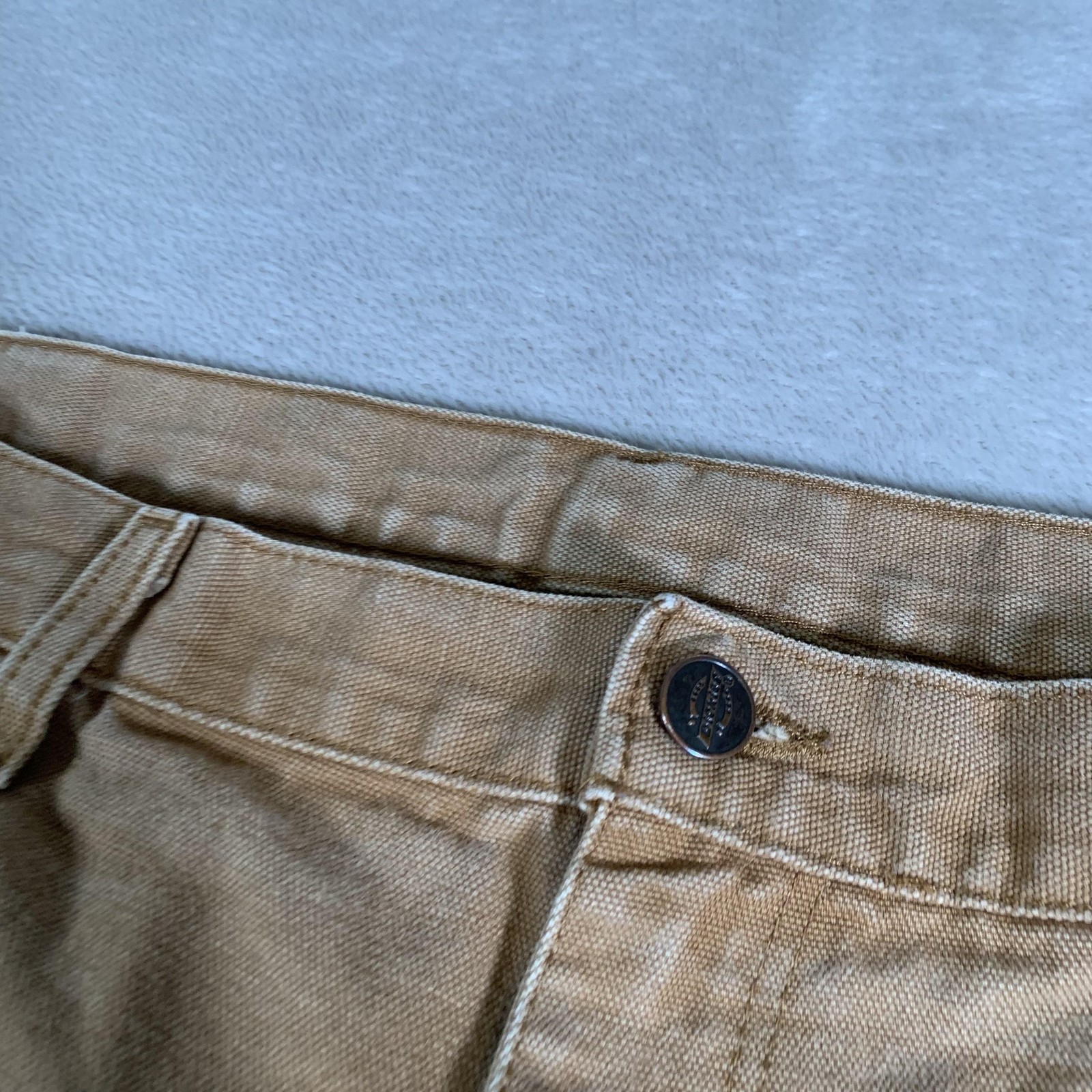 Dickies Carpenter Pants Mens 38×30 Tan Duck Canvas Hammer Loop Utility Pocket