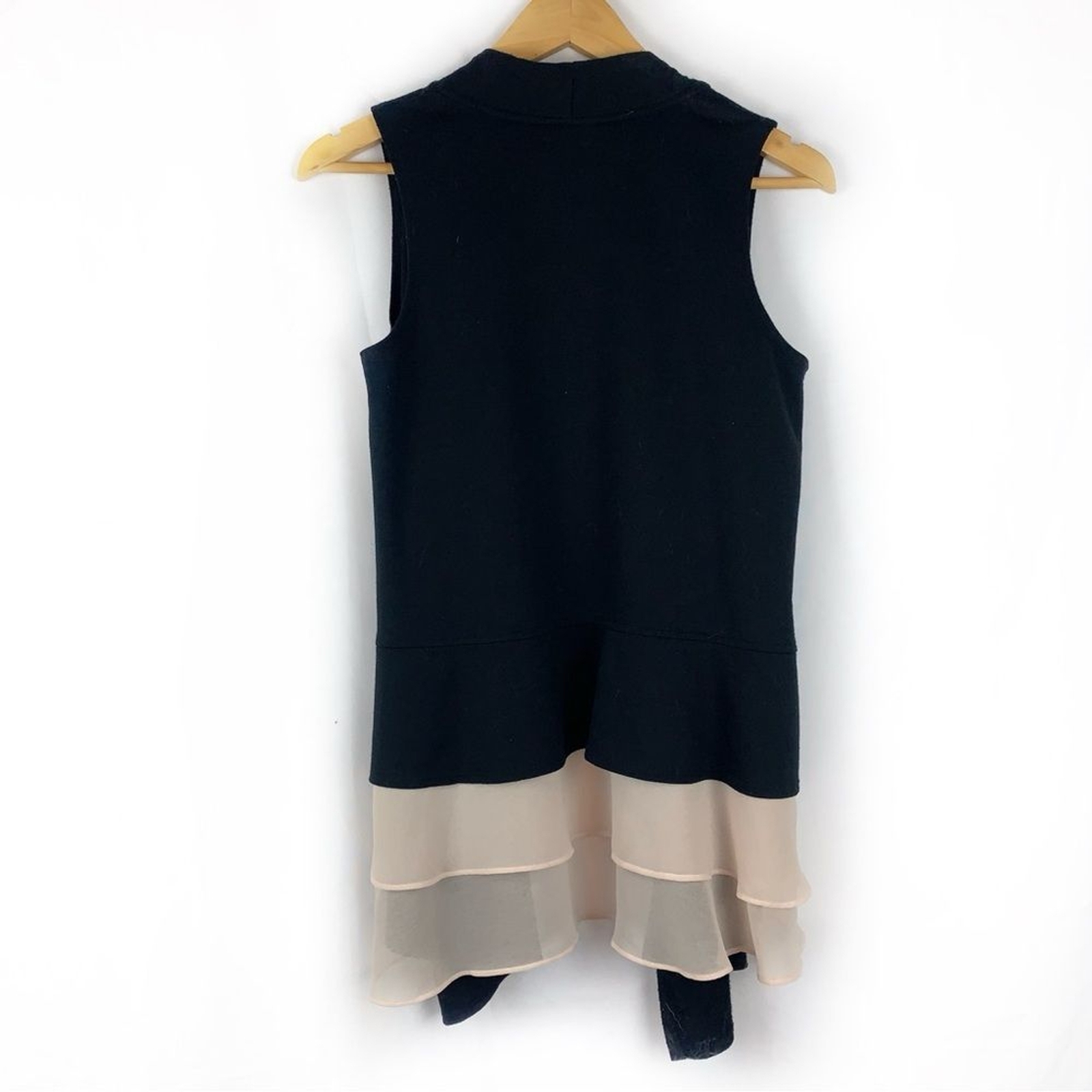LOGO Lori Goldstein Black Layered Chiffon Vest Top, Size XS