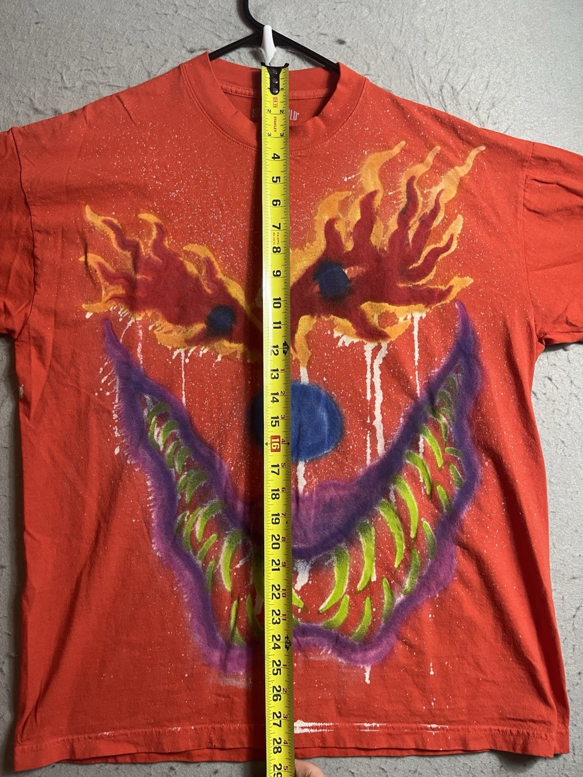 ABSINTHE BY COLIN YEO, HAND PAINTED T SHIRT L Tee Made In USA designer Orange