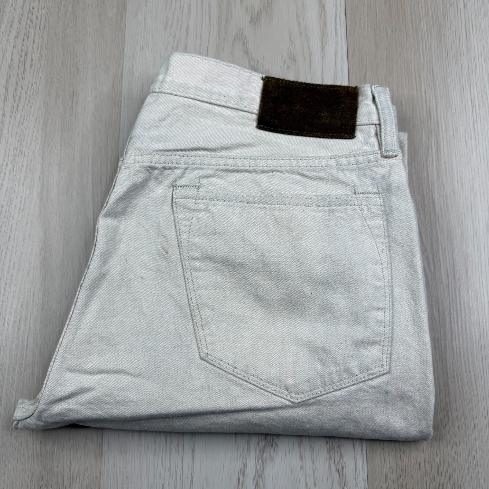 Todd Snyder Mens Cream Classic Fit Selvedge Denim Straight Jeans Size 34×32