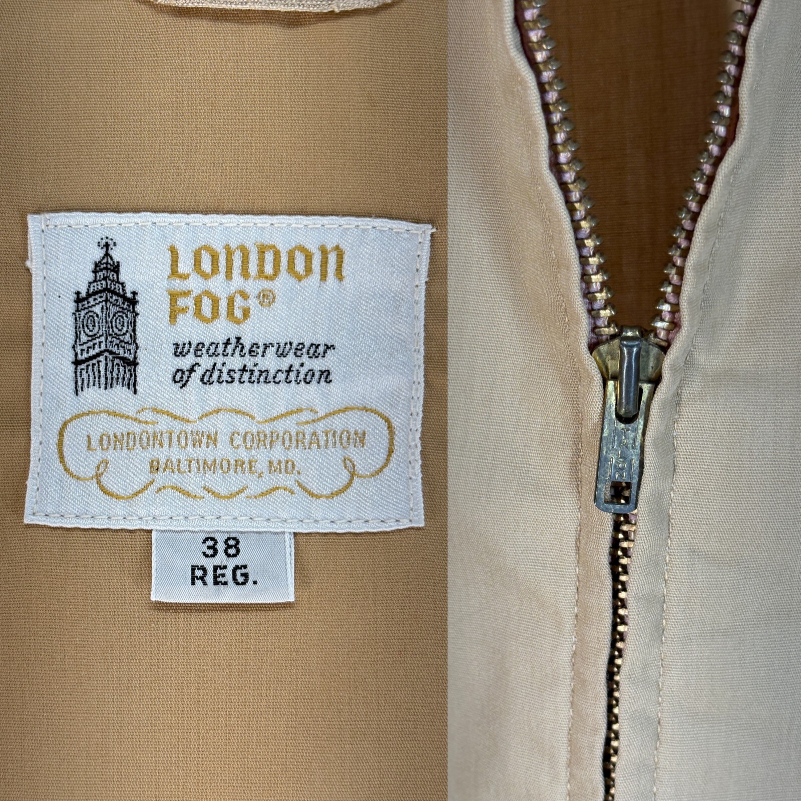 38 Reg , Vintage London Fog Lightweight Cotton-Blend Zip Jacket Made in…