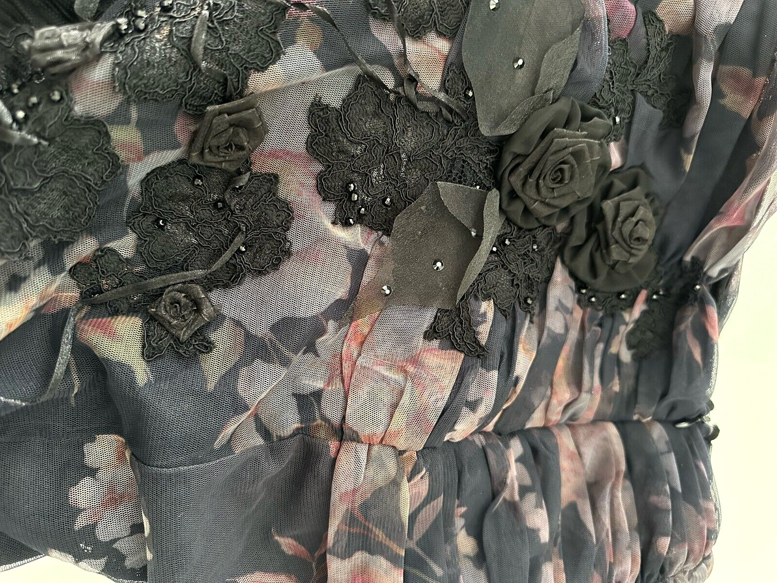 Rare CELO Sheer Floral Ruffle Blouse Bell Sleeve Top Argentina MSRP $350