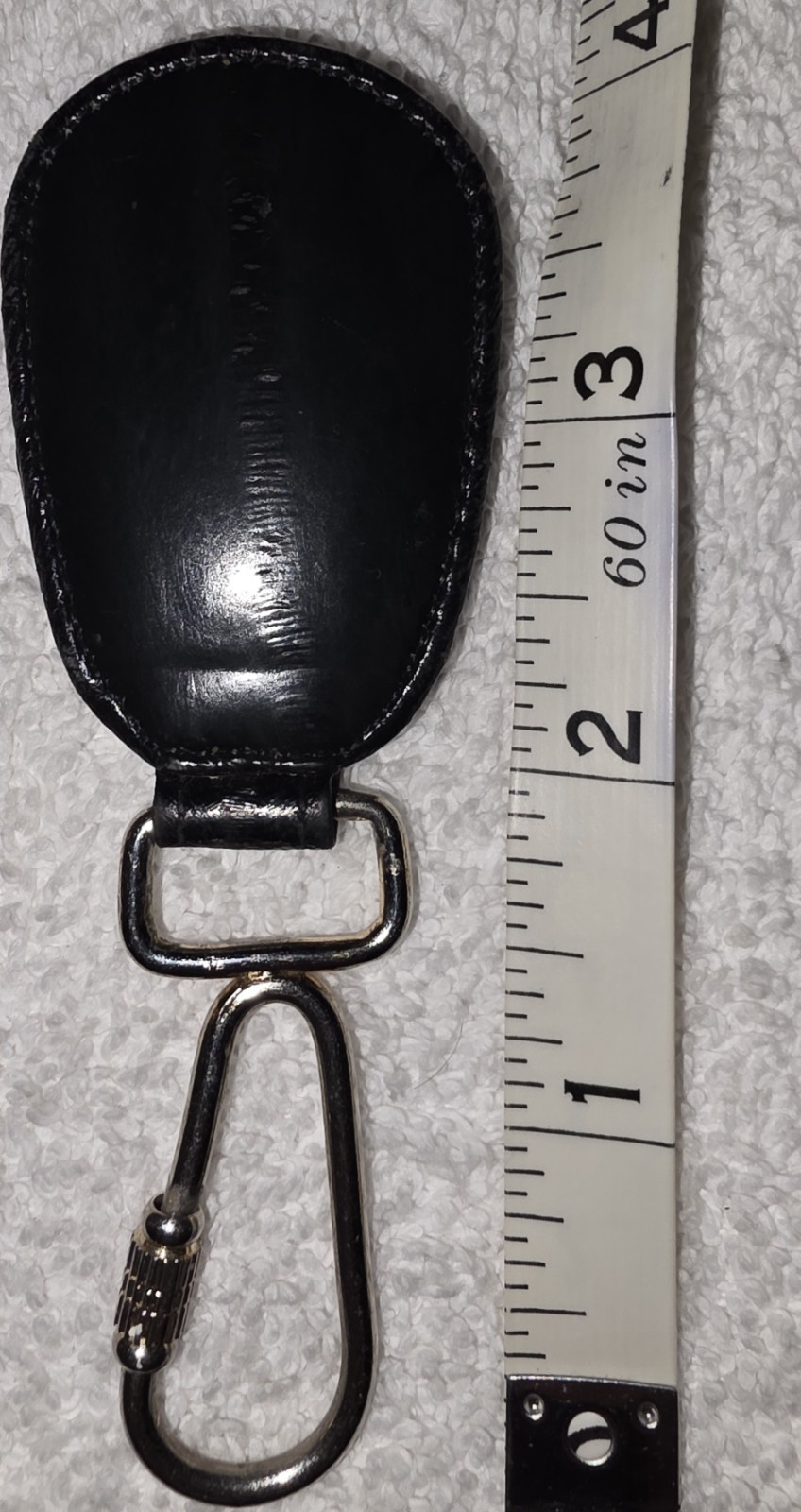 Vintage 90s Genuine Eel Skin Key Ring Carabiner Clip Very Soft Smooth Feel