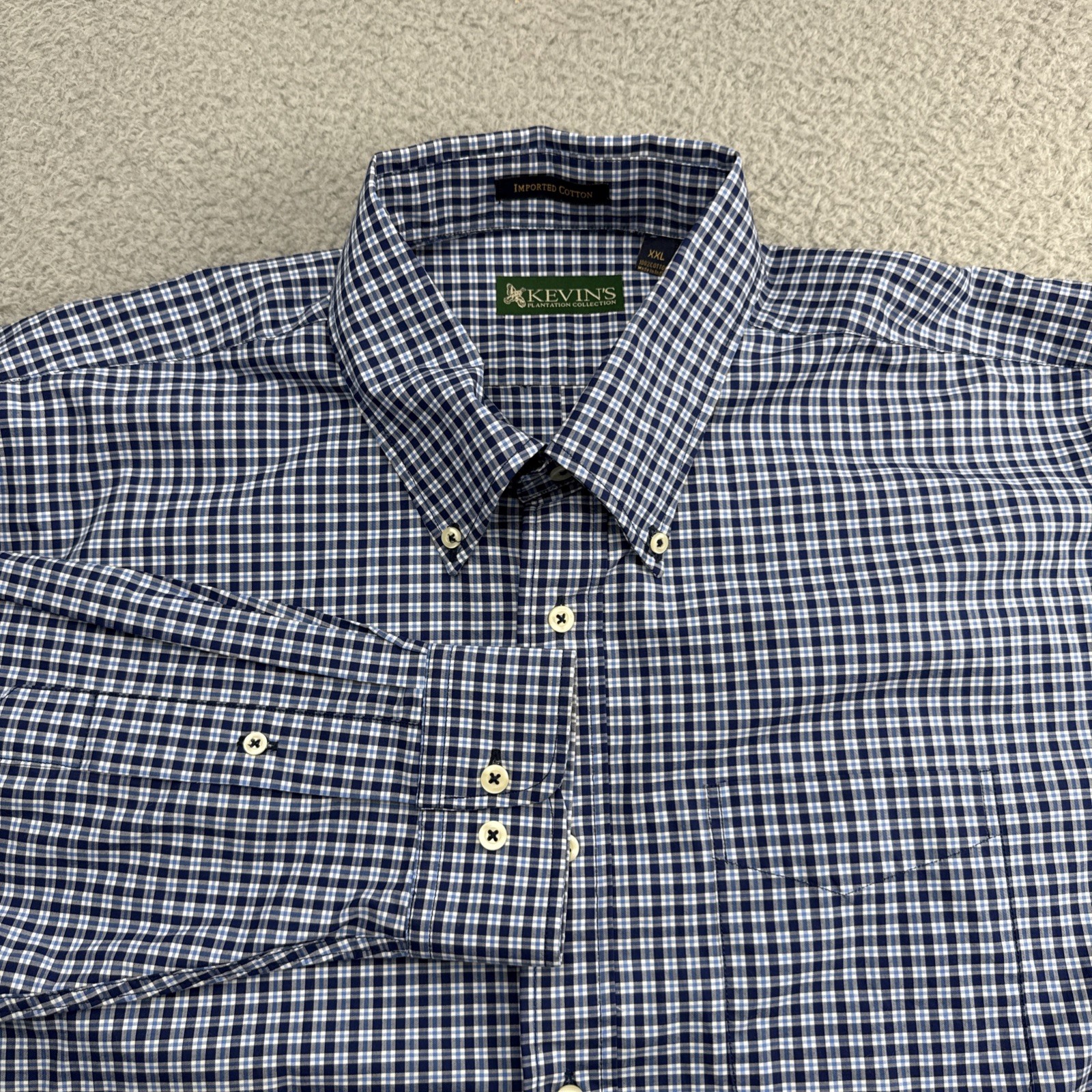 Kevin’s Plantation Collection Mens XXL 2XL Cotton Plaid L/S Classic Button-Down