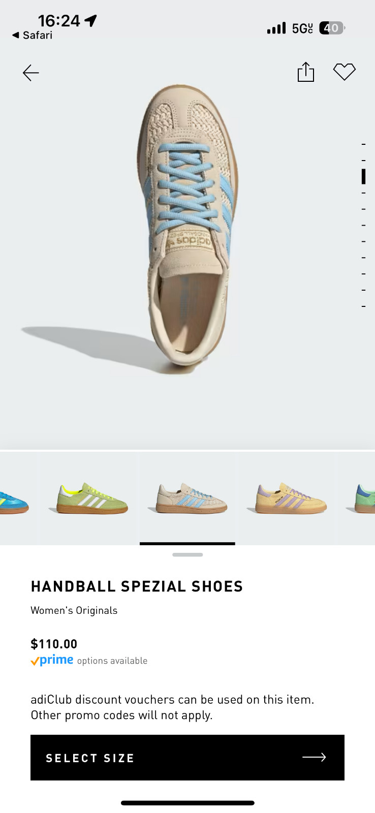 Womens S7, Adidas Handball Spezial- Beige w/ Light Blue Stripes, Gum Sole