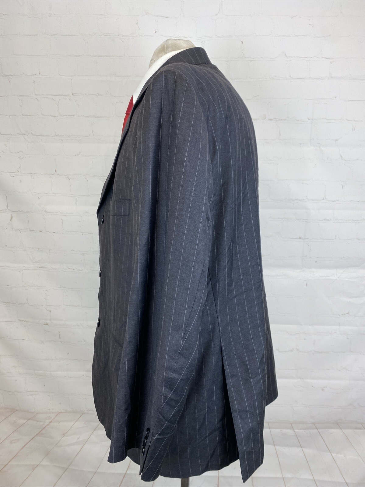 Baroni Men’s Dark Gray Striped Super 150’s Wool Blazer 46S $495 Three Button