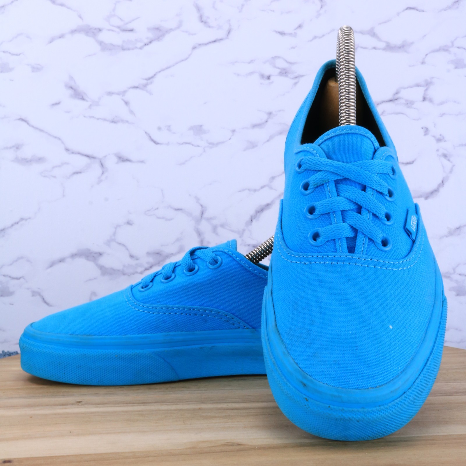 Vans Mono Turquoise Blue Low Lace up Canvas Sneaker Shoes Size Men 5.5 / Women 7