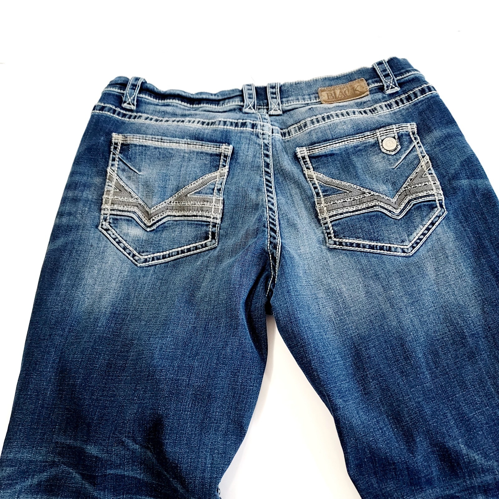 BKE Jake Jeans Mens 38 XL Blue Straight Leg Denim Distressed Dark Wash
