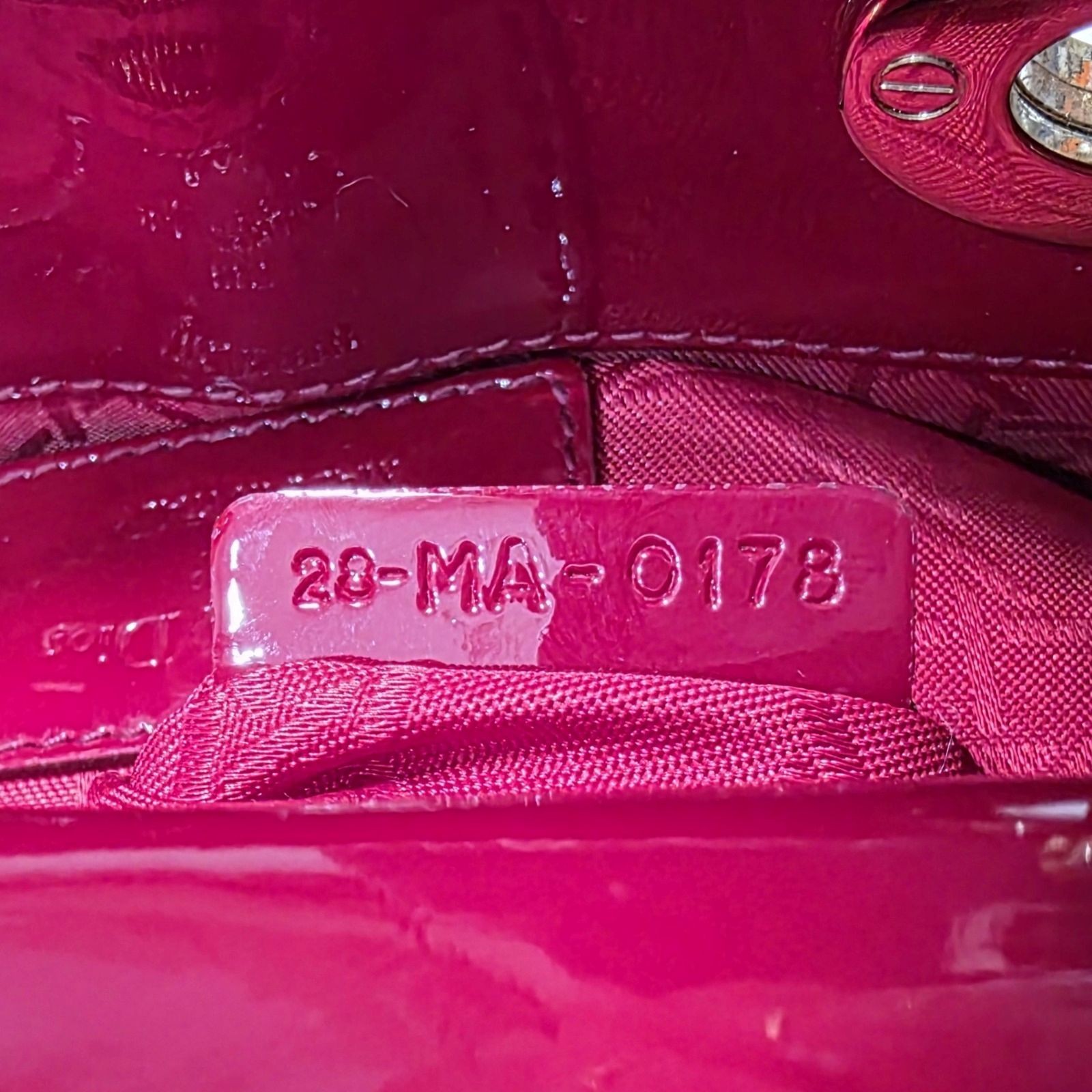 Dior Lady Mini Patent Red GHW Bag 17x15x5cm Serial Number: 28-MA-0178