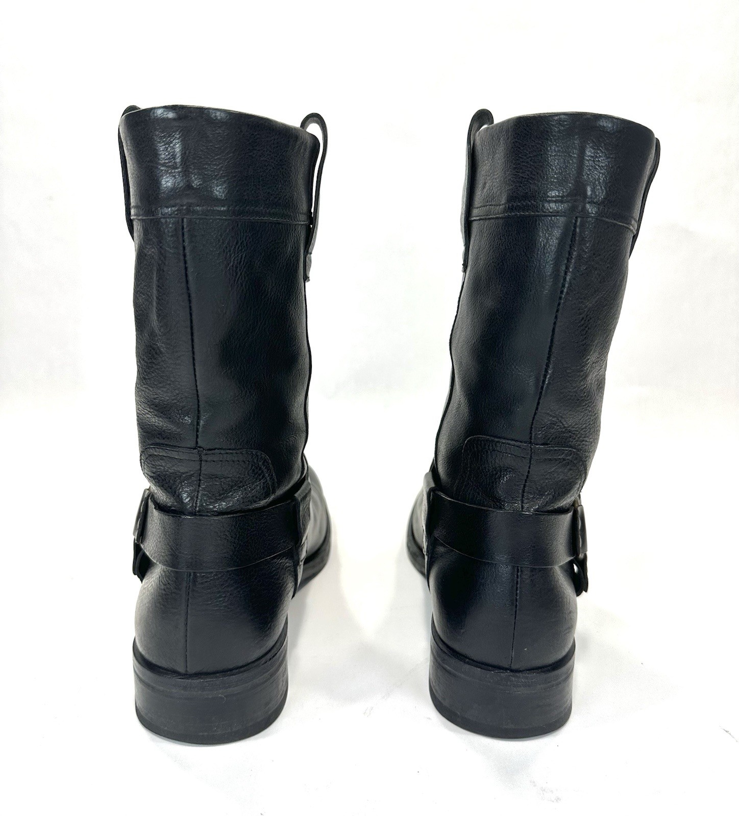 To Boot New York Adam Derrick Black Leather Harness Pull On Boots – Sz 8.5