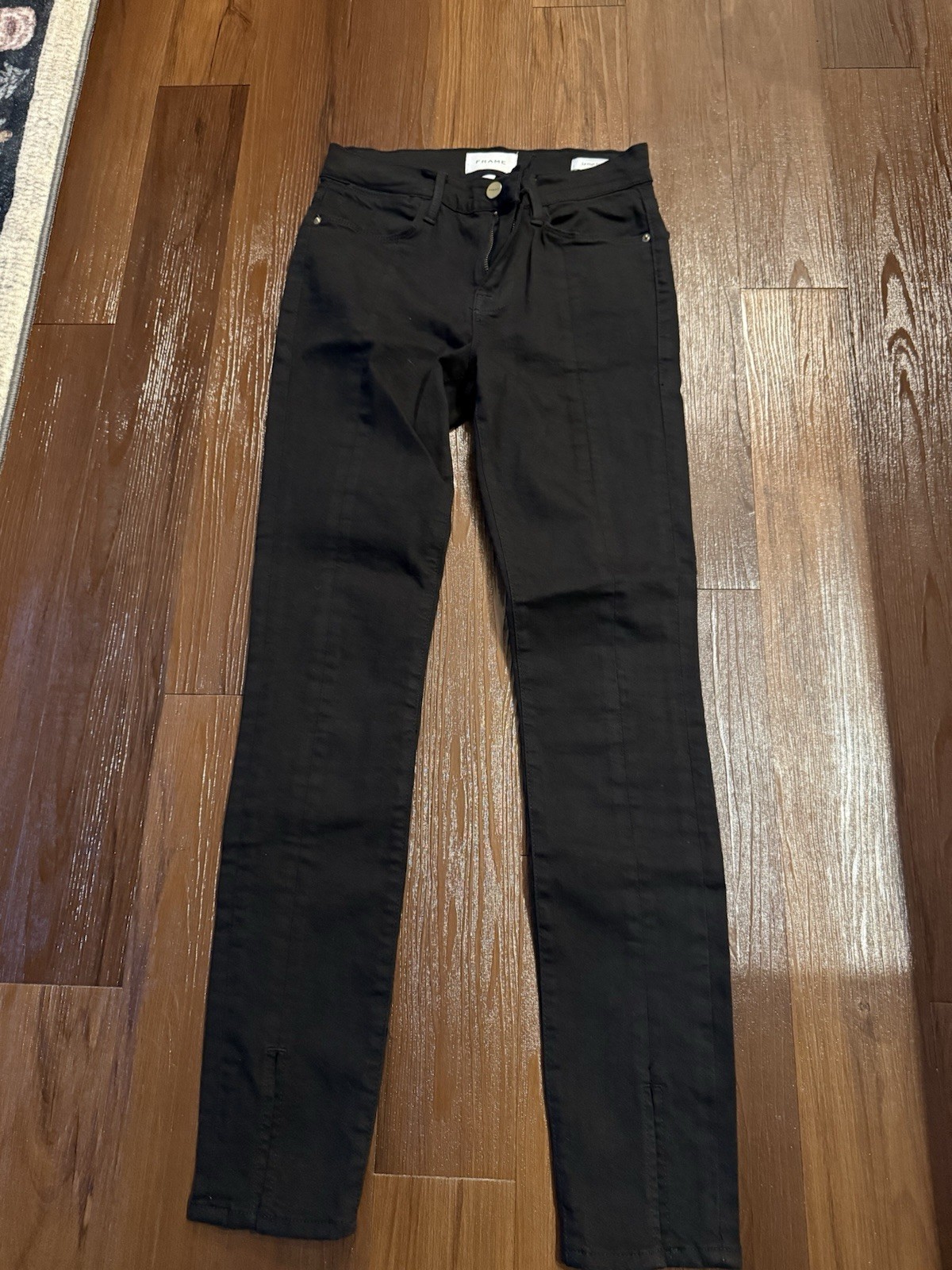 FRAME Women’s Black Skinny Denim Jeans 5-Pocket Button Zip Solid Regular