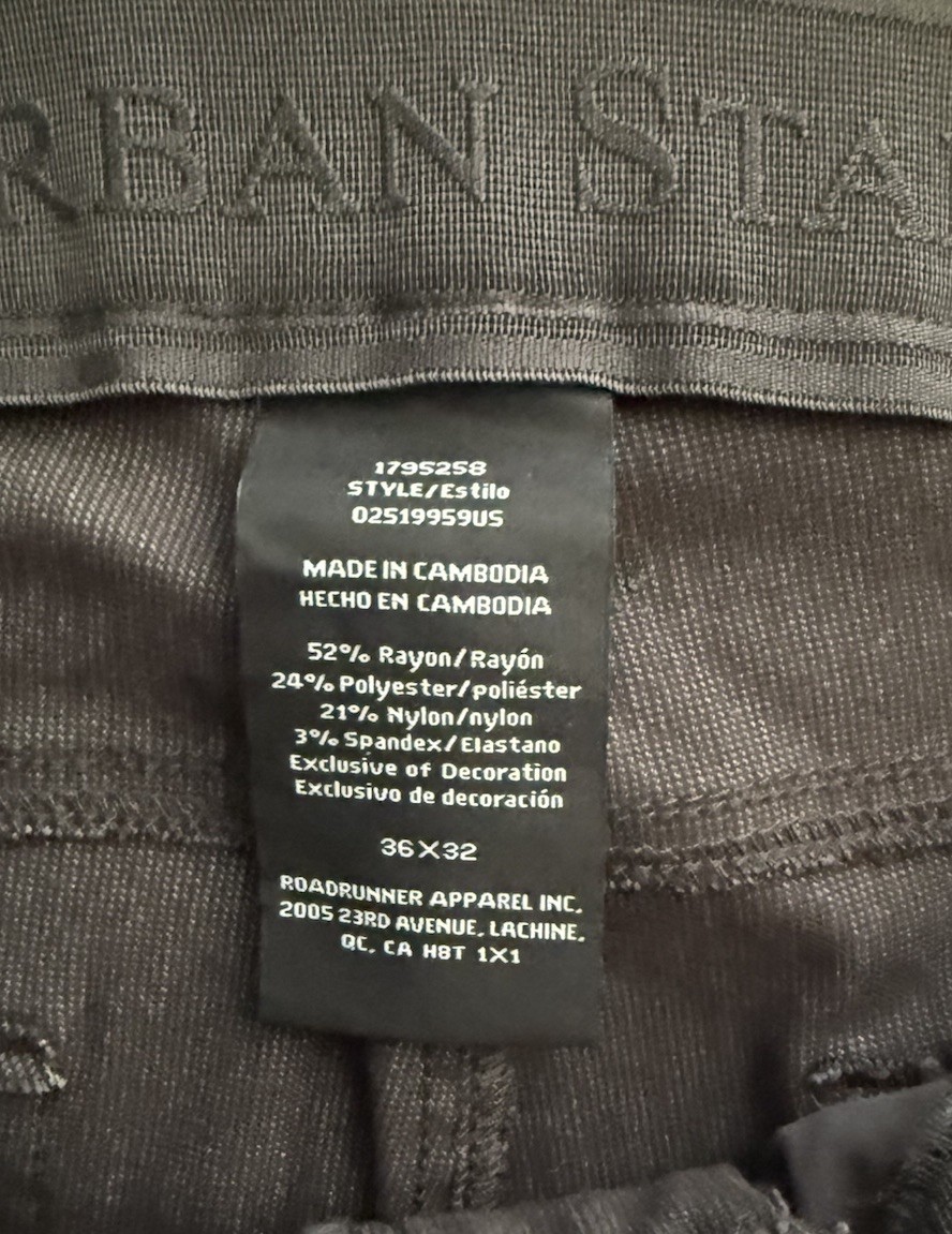 Urban Star Men’s Stretch 5 Pocket Pants 36 X 32 Black