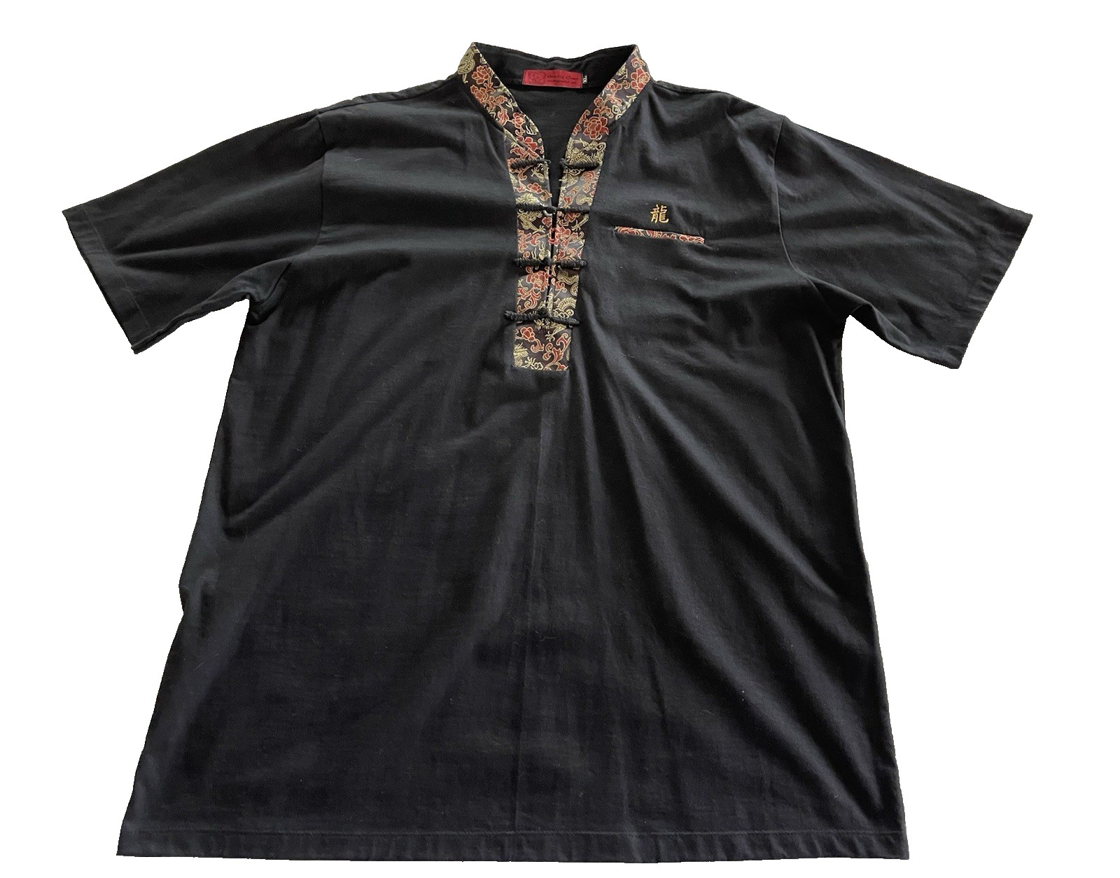 Amazing Grace Asian Shirt Mandarin Collar Braid-Button Dragon Logo Ladies XL