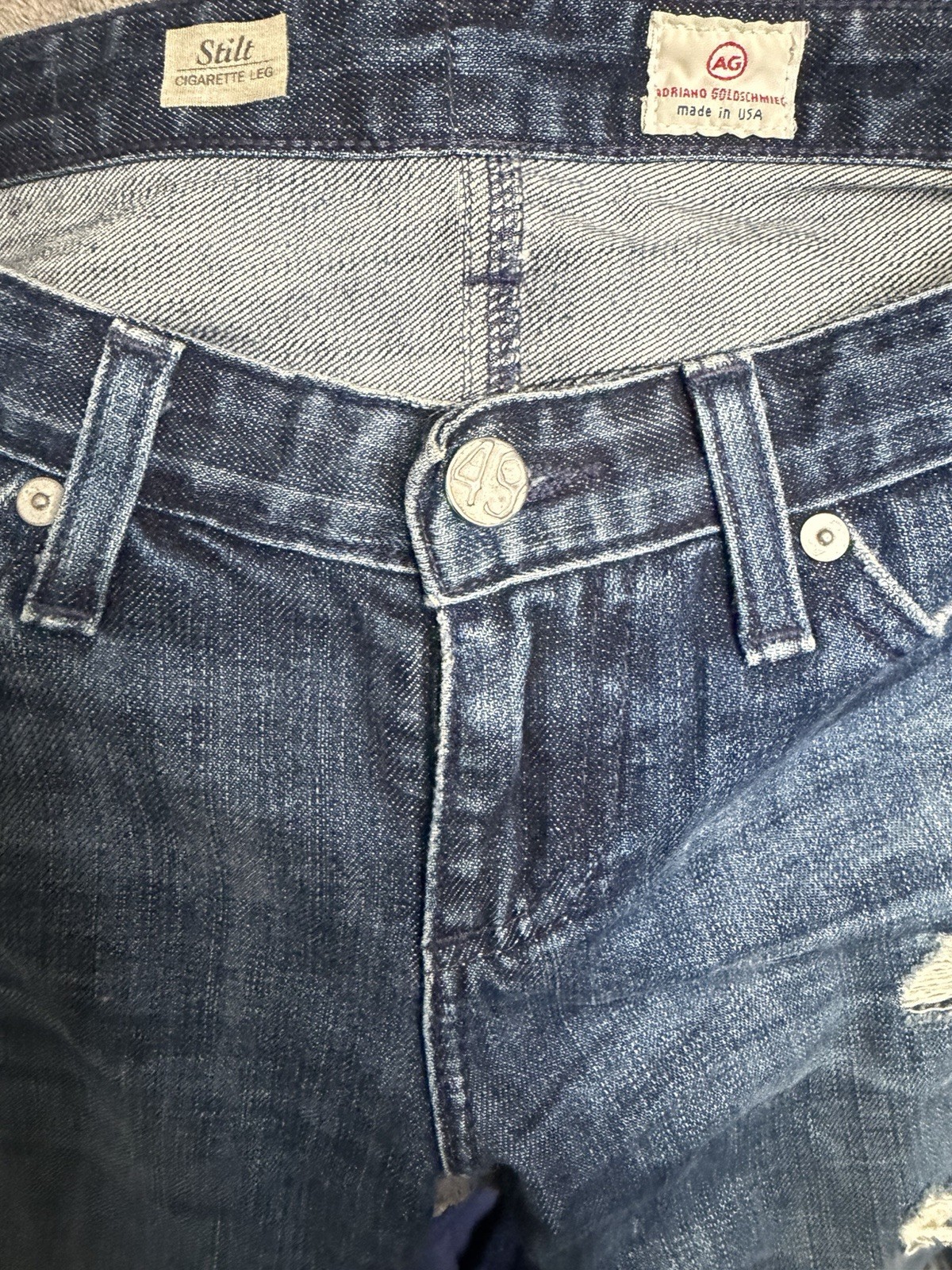 AG Adriano Goldschmied Stilt Cigarette Leg Distressed Jeans Made In USA Womens 2