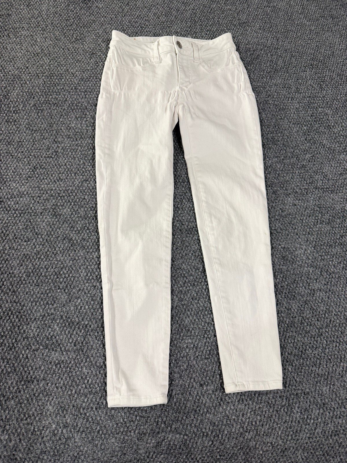 American Eagle jegging womens 00 X Short white skinny stretch denim