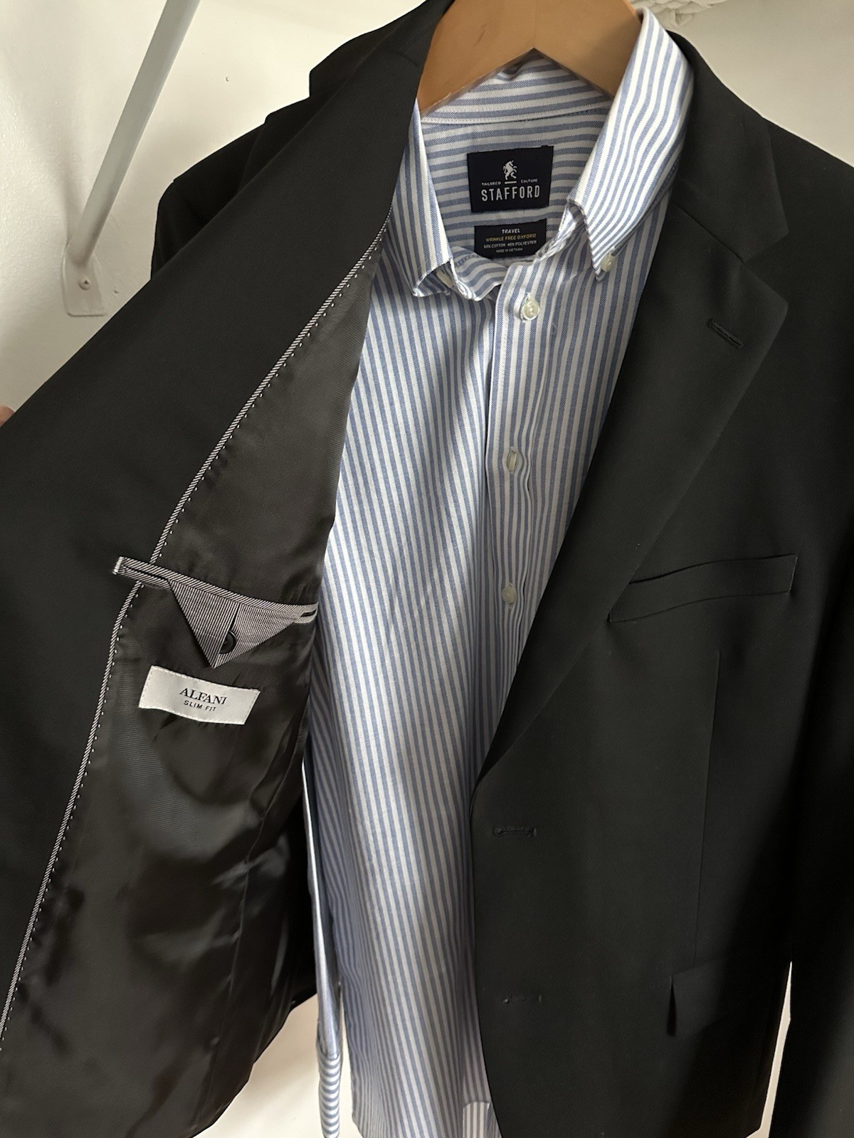Alfani Men’s Black Slim Fit Stretch 2-Piece Suit Flat Front 34W x 30L jacket40s
