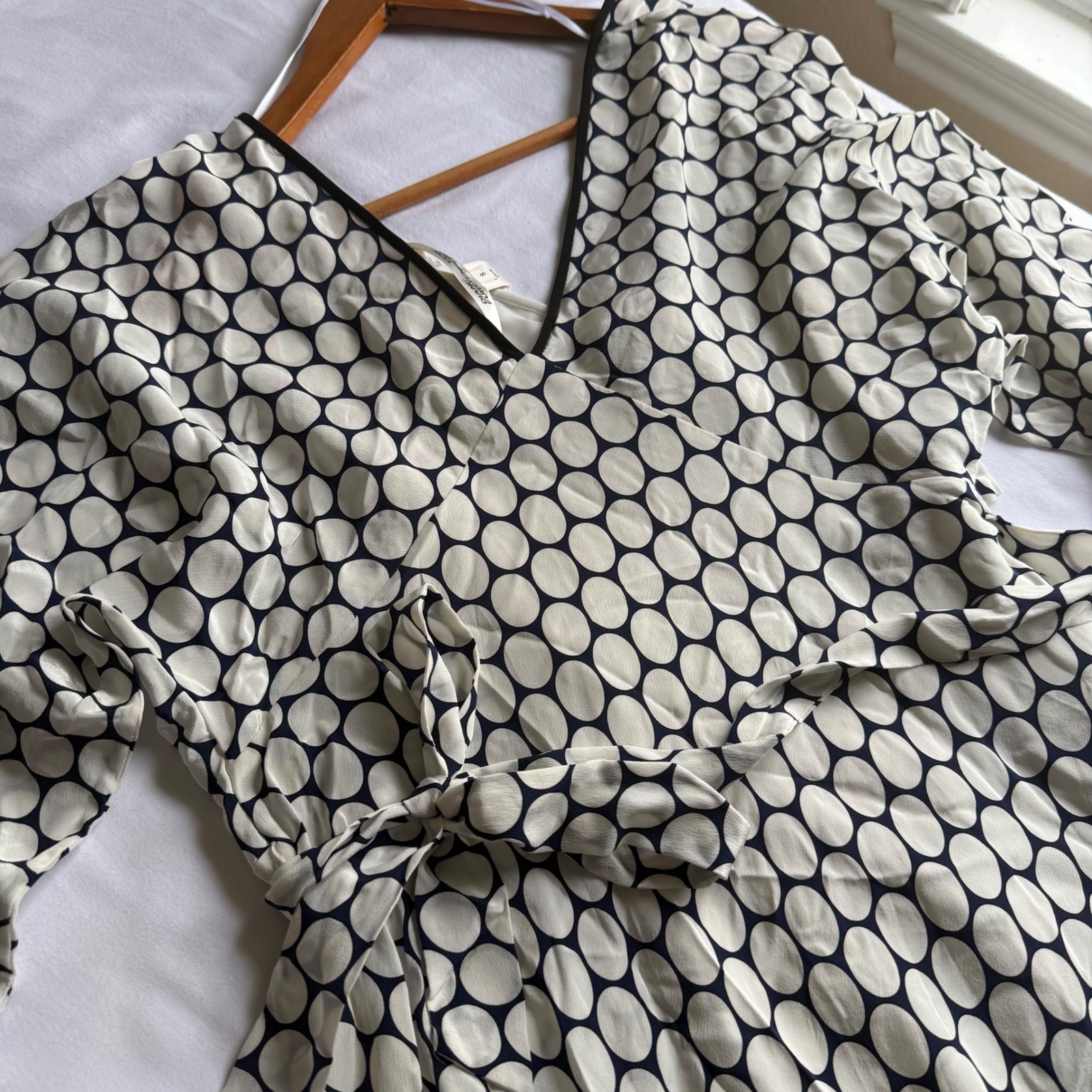 Diane von Furstenberg DVF Silk Boltin Dot Asymmetric Hem Midi Dress Small NWT