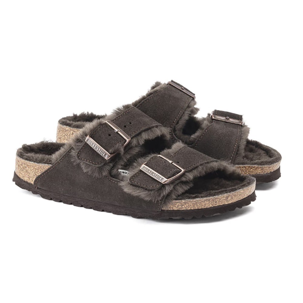 Birkenstock Arizona Shearling Suede Leather Unisex Sandals – Mocha