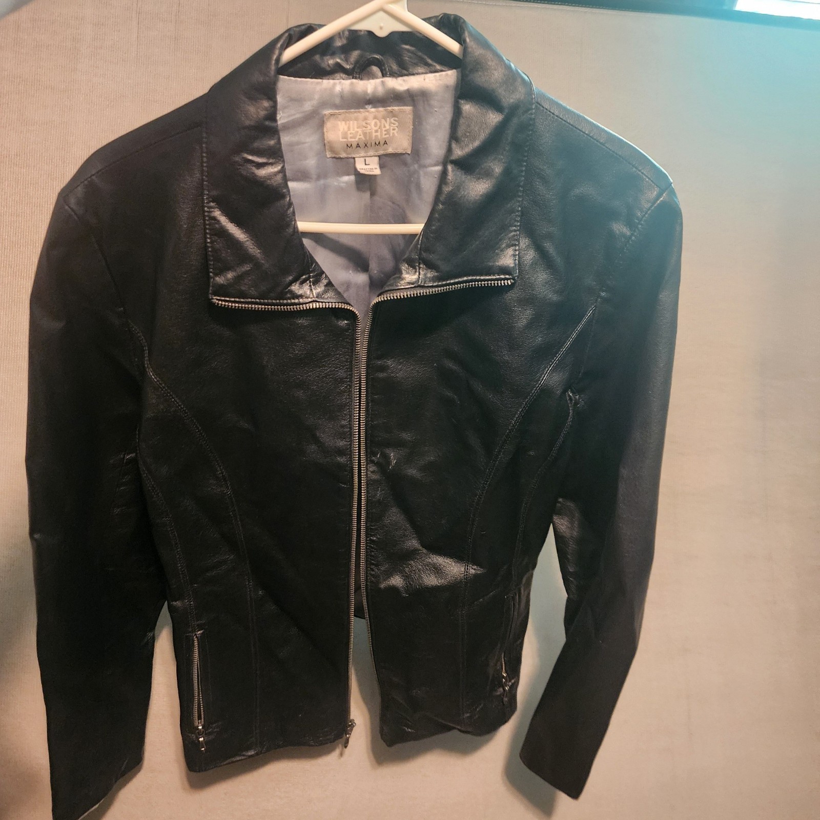 Wilsons Leather Maxima Black Genuine Leather Jacket Men’s Large Full Zip NWOT