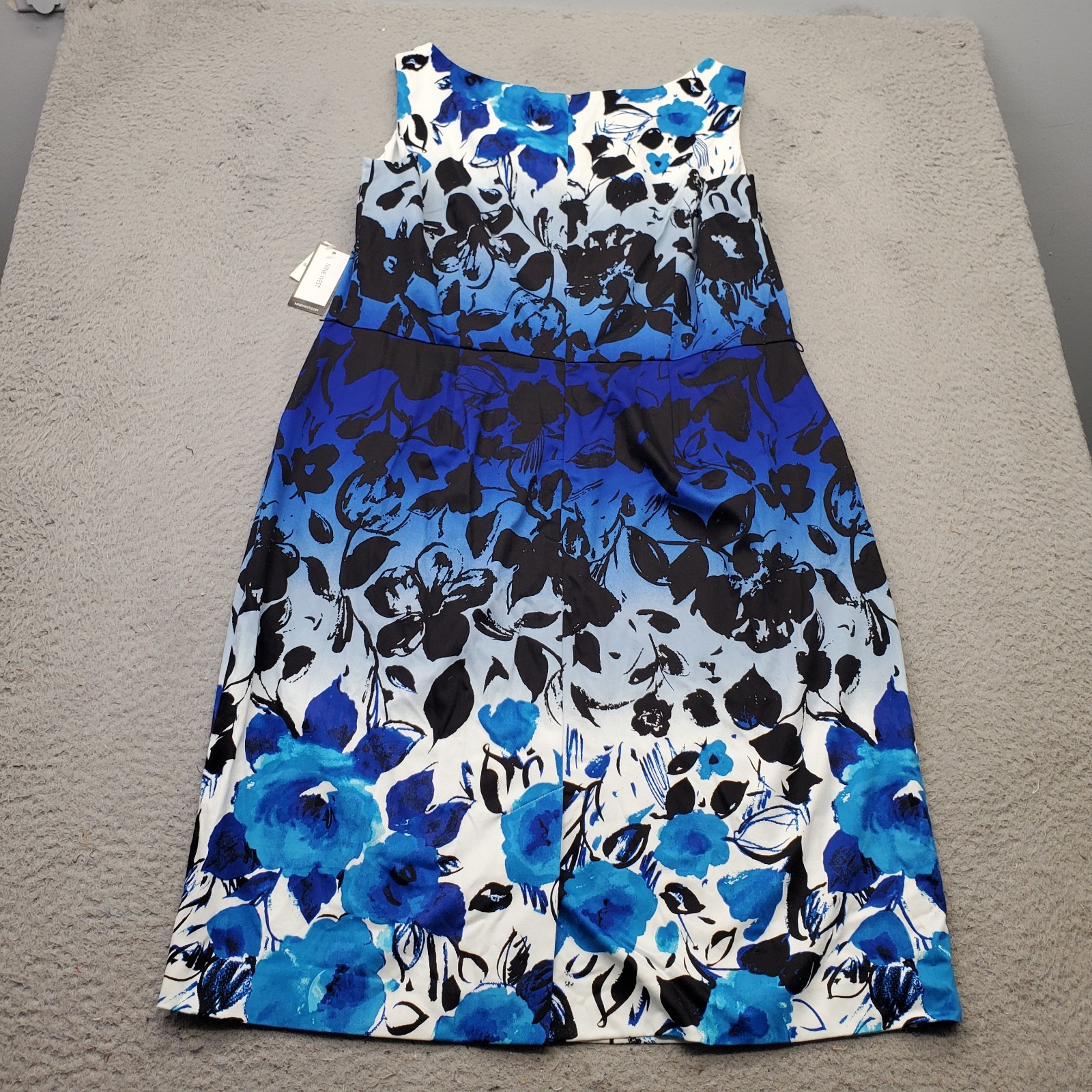 Nine West Sheath Dress Womens 14W Multi Floral Printed Scuba Sleeveless Back Zip