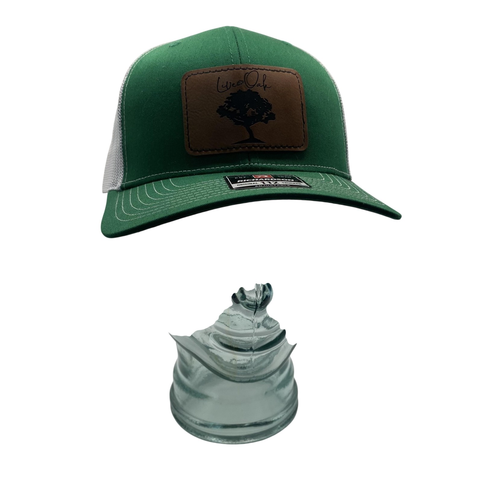 Richardson Live Oak Hat Cap Snap Back Mens One Size Green Mesh Trucker Patch