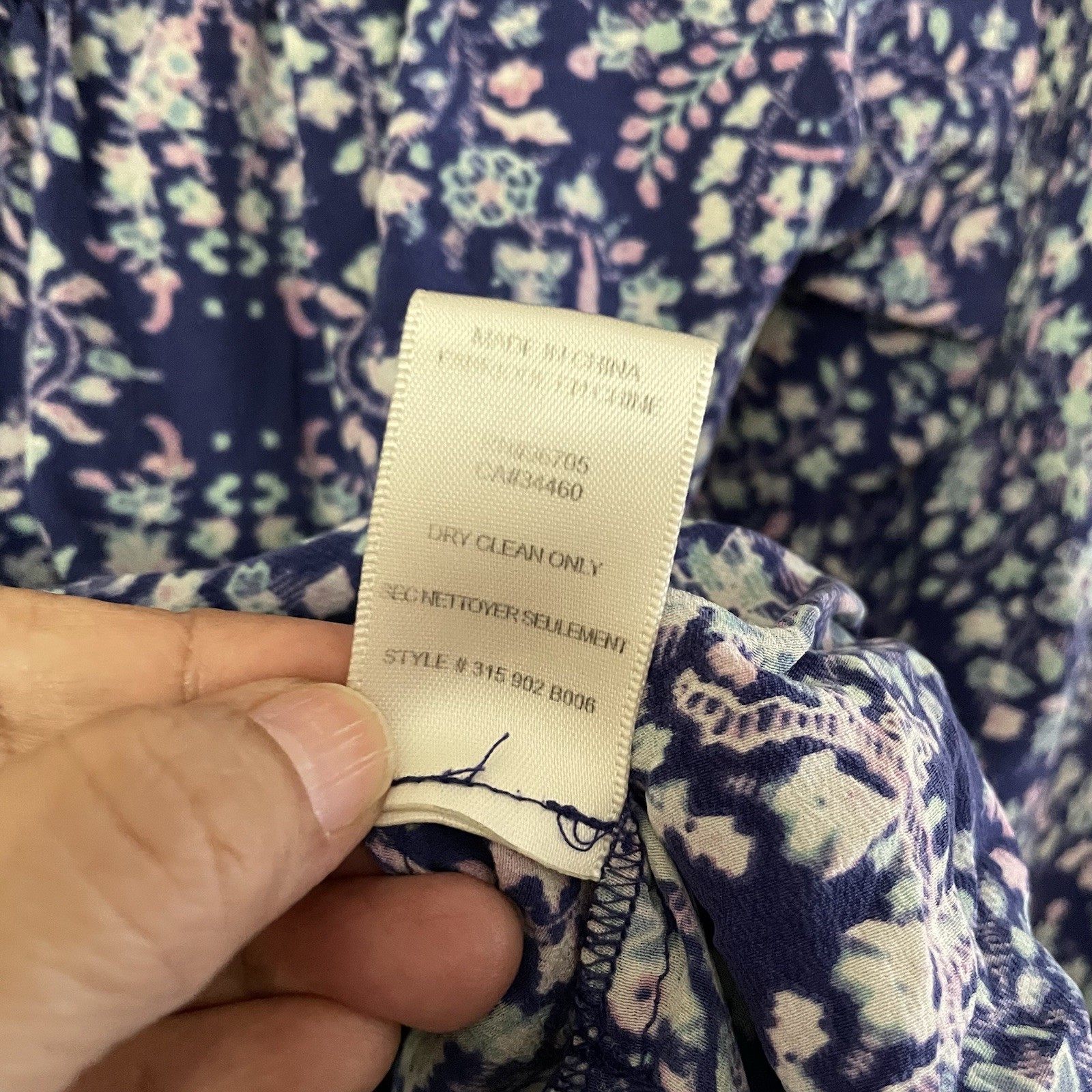 Rebecca Taylor Indigo Combo Floral Paisley Silk Off the Shoulder Blouse Sz 2 B18